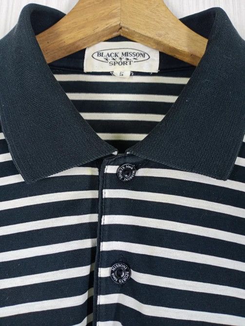 Missoni Vintage Black Missoni Sport Striped Polo Shirt Small Logo Size US L / EU 52-54 / 3 - 5 Thumbnail