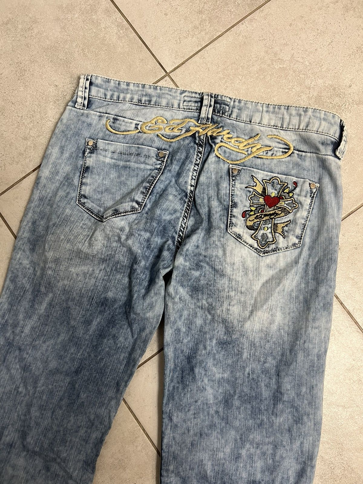 Ed Hardy Rare Vintage Ed Hardy Spellout Logo Denim Drip Pants Y2K 00s Size US 32 / EU 48 - 3 Thumbnail