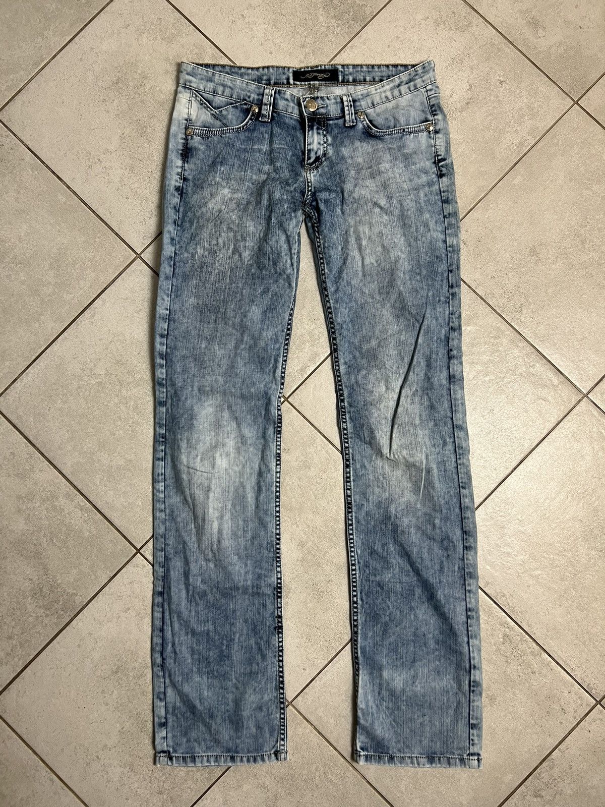 Ed Hardy Rare Vintage Ed Hardy Spellout Logo Denim Drip Pants Y2K 00s Size US 32 / EU 48 - 2 Thumbnail