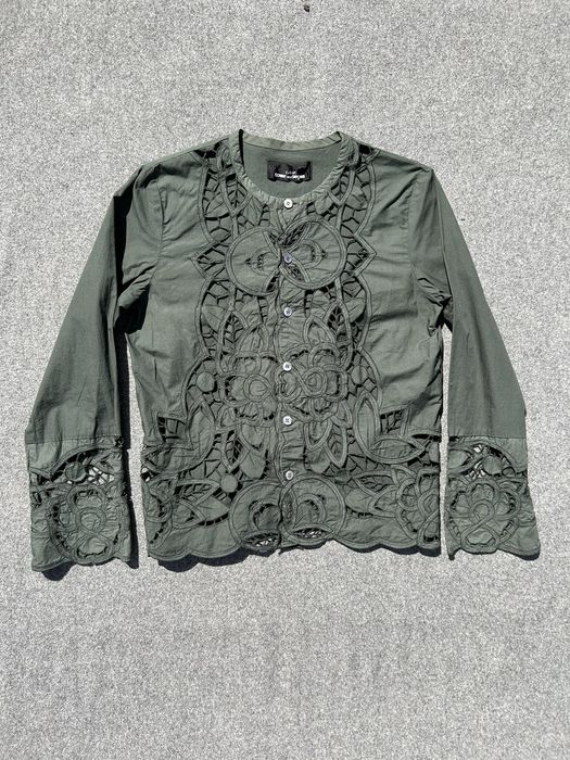 Comme des Garcons AD2001 Tricot Floral Cut-Out Shirt | Grailed