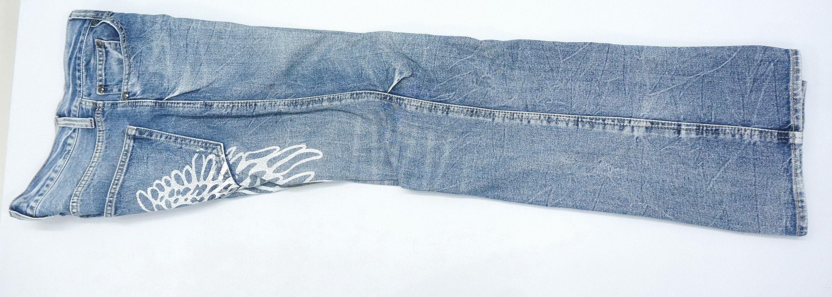 Japanese Brand 🔥 JACK SERIKA Vintage Wings Printed Flared Jeans Size US 30 / EU 46 - 7 Thumbnail