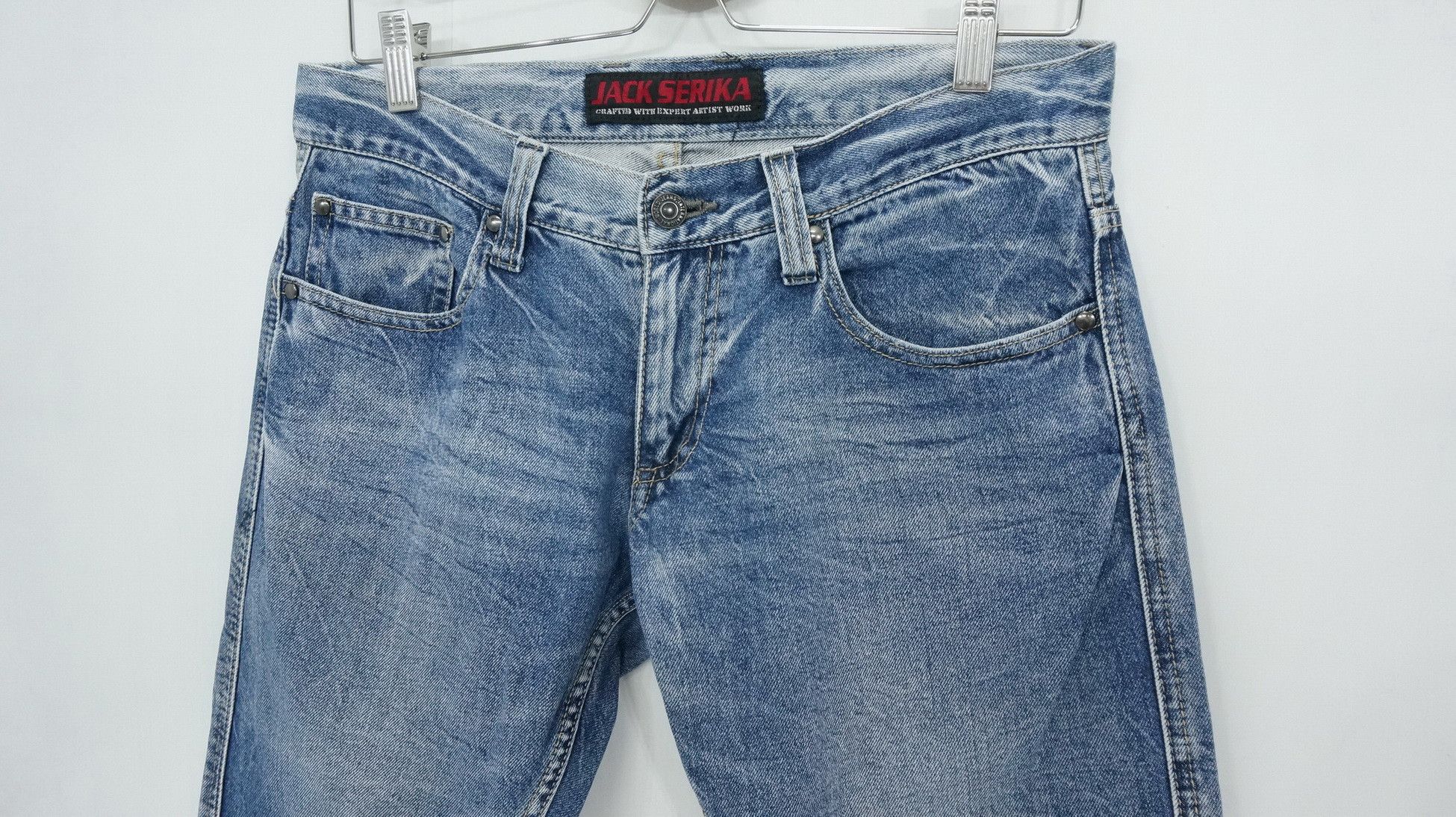 Japanese Brand 🔥 JACK SERIKA Vintage Wings Printed Flared Jeans Size US 30 / EU 46 - 5 Thumbnail