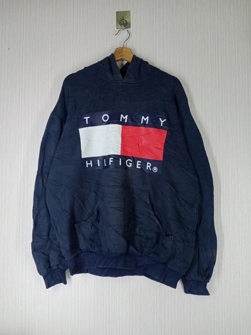 Tommy Hilfiger × Vintage RARE VINTAGE TOMMY HILFIGER BIG LOGO HOODIE SWEATSHIRT Size US XL / EU 56 / 4 - 2 Thumbnail