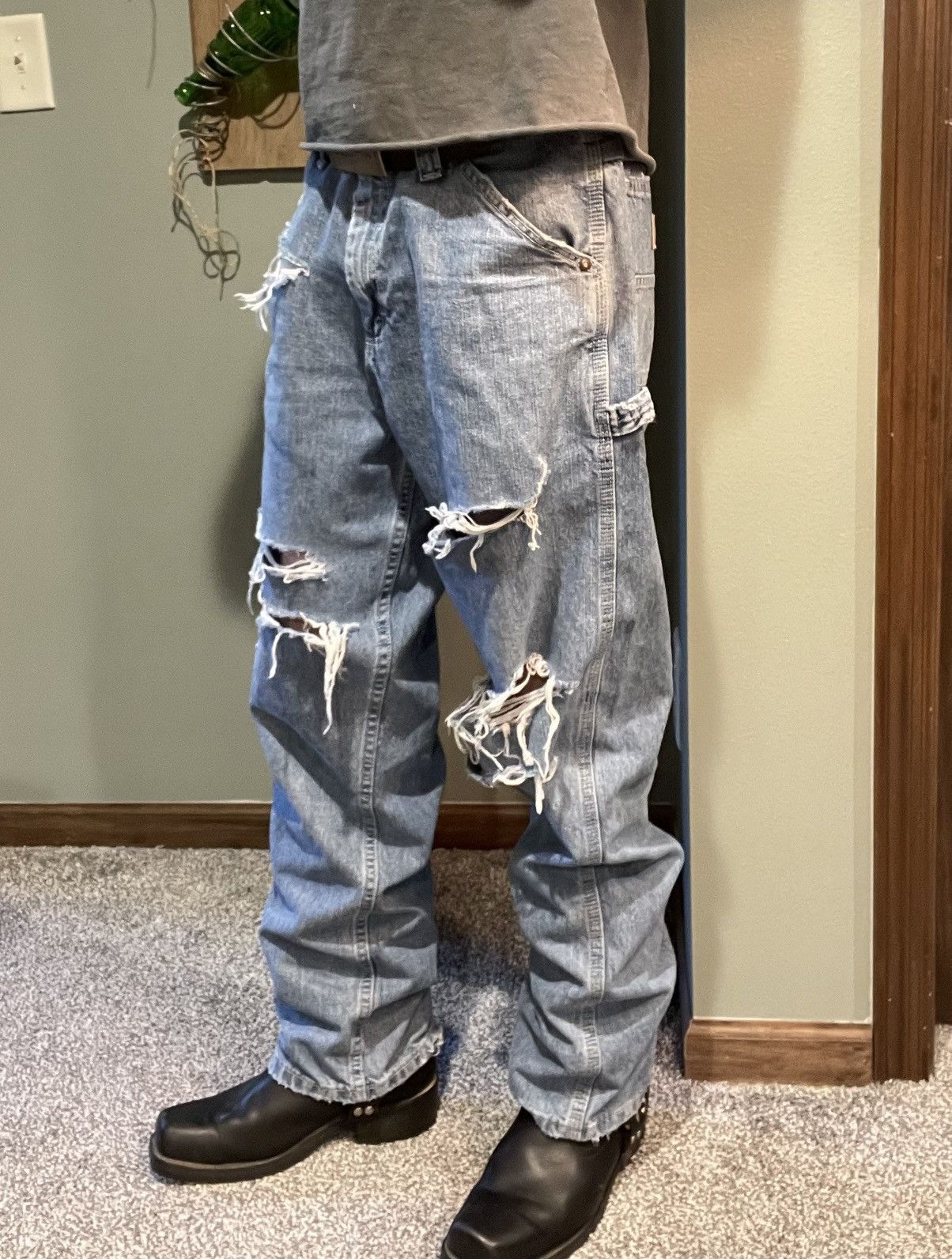 Lee × Vintage Vintage Lee Distressed Baggy Carpenter Denim Size US 34 / EU 50 - 2 Thumbnail