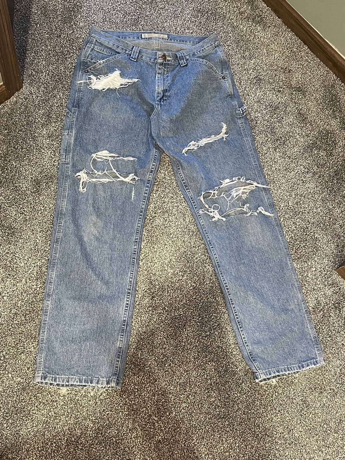 Lee × Vintage Vintage Lee Distressed Baggy Carpenter Denim Size US 34 / EU 50 - 5 Thumbnail