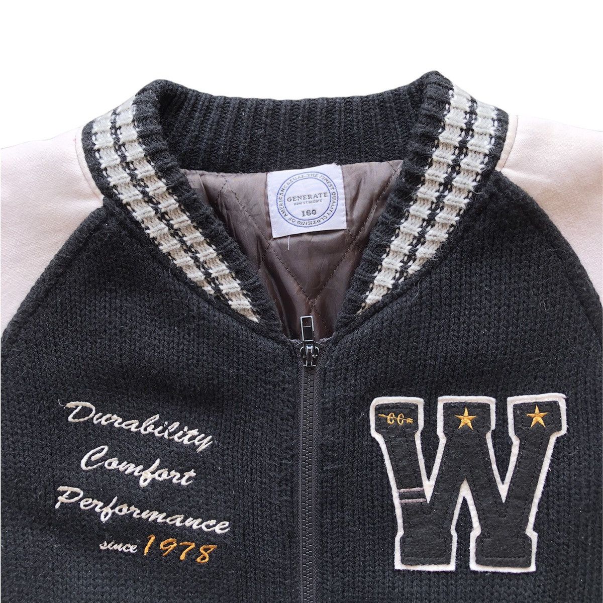 Japanese Brand Vintage Varsity Jacket Zipper Style Jacket Knit Fabric Size US S / EU 44-46 / 1 - 2 Thumbnail