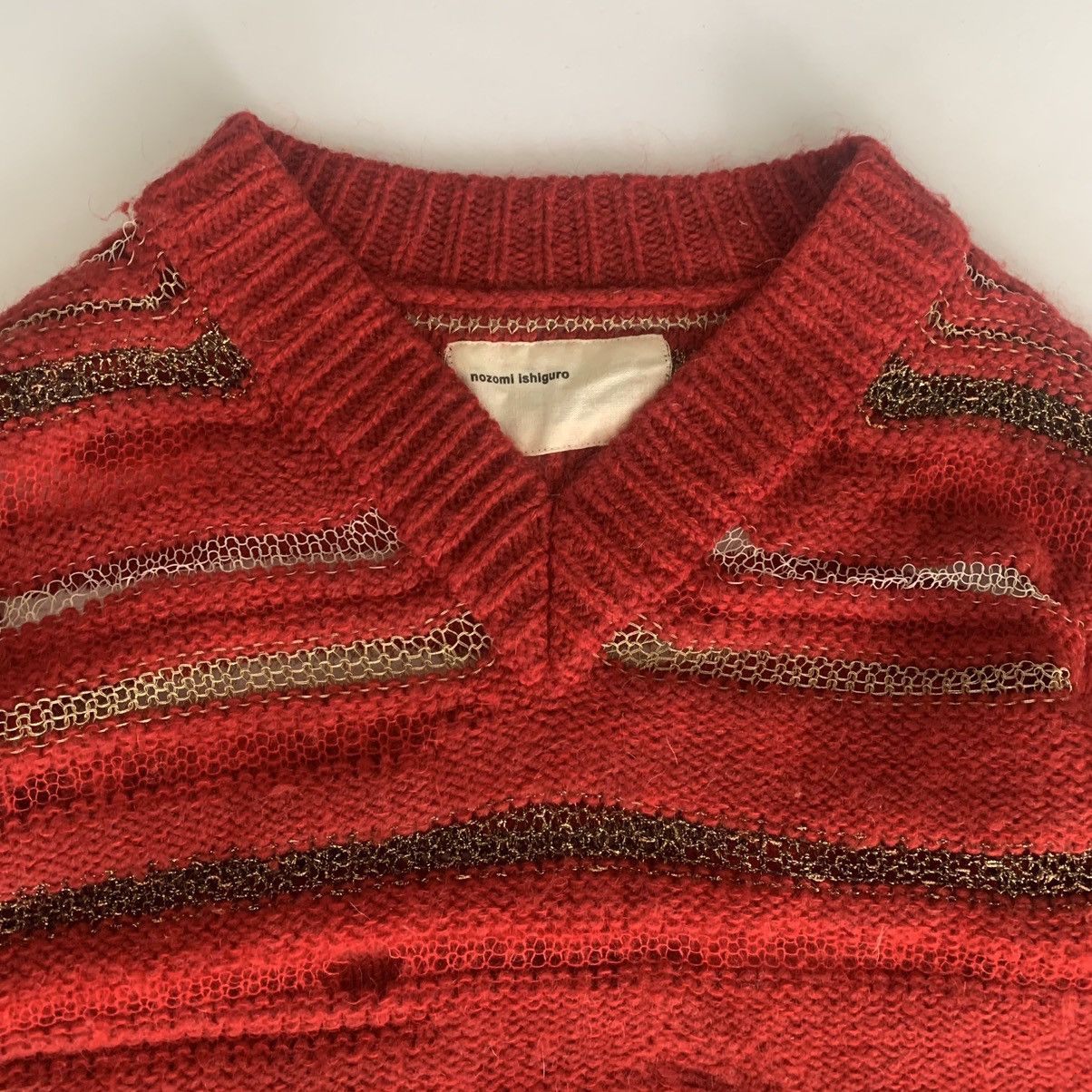 Nozomi Ishiguro Nozomi Ishiguro A/W11 Distressed Oversize Stripe V-Neck Knit Size US M / EU 48-50 / 2 - 6 Thumbnail