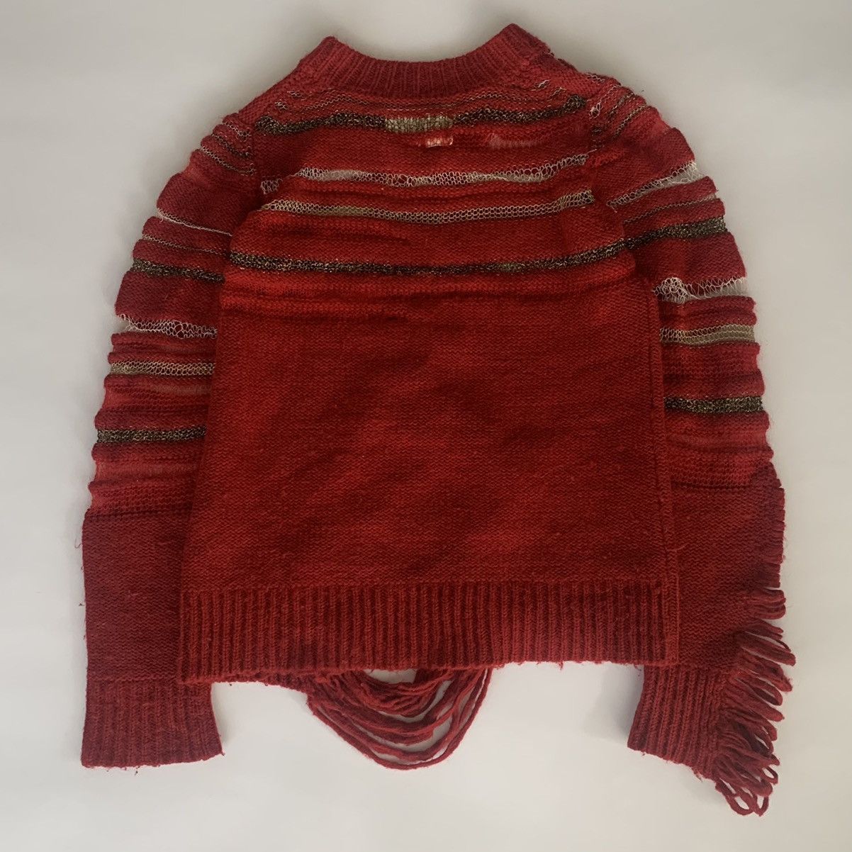 Nozomi Ishiguro Nozomi Ishiguro A/W11 Distressed Oversize Stripe V-Neck Knit Size US M / EU 48-50 / 2 - 2 Thumbnail