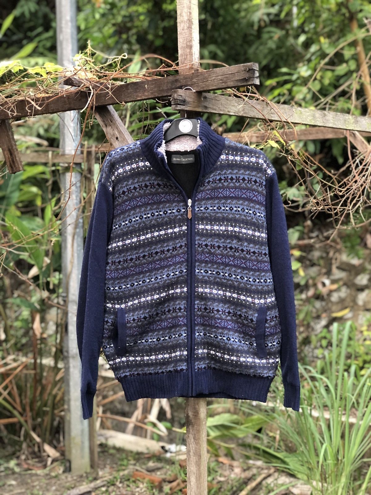 Japanese Brand Vintage Knit Zipper Sweater by Benpan Collection Size US M / EU 48-50 / 2 - 1 Thumbnail