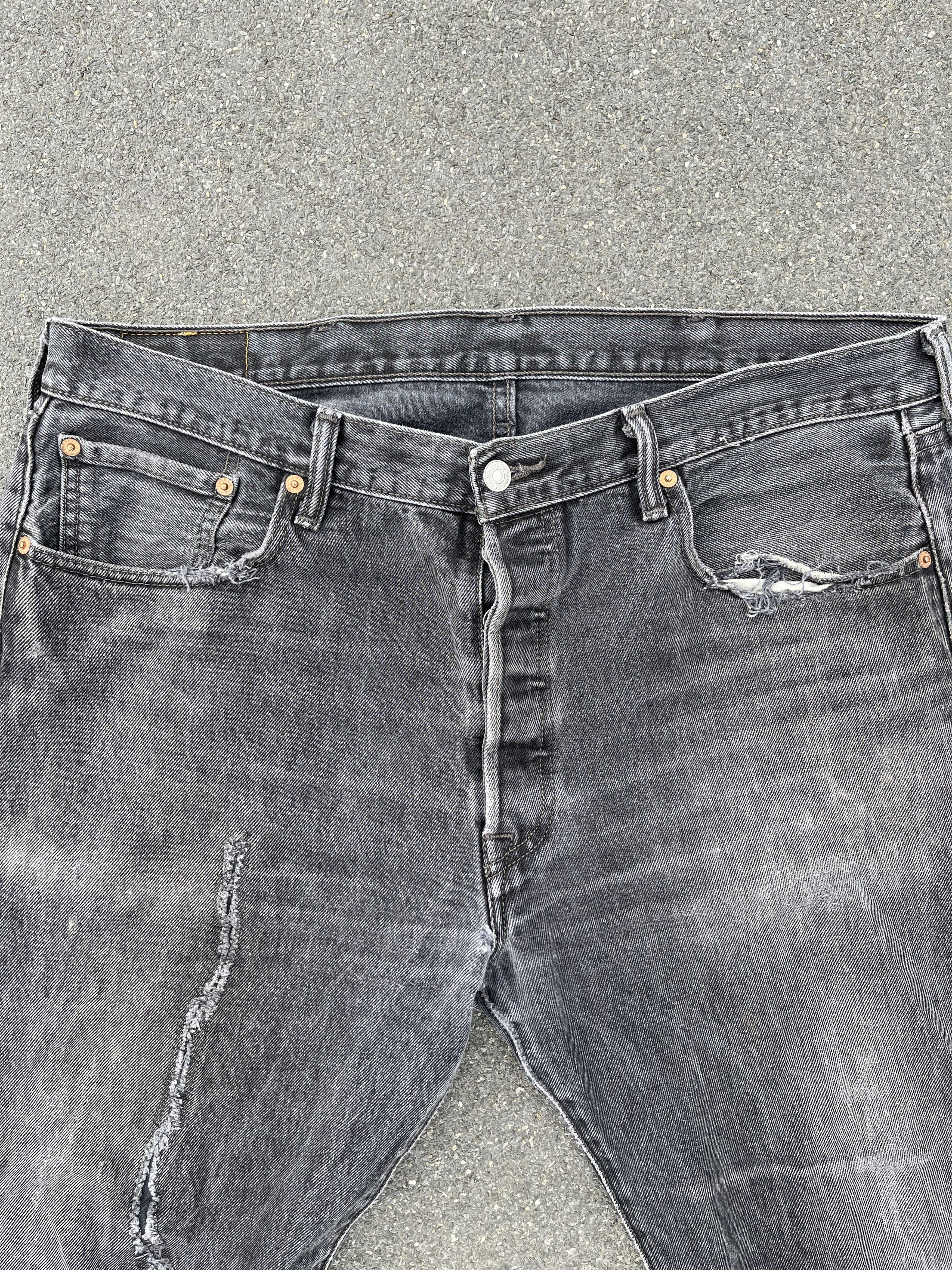 Levi's Levi's 501 Black Washed Faded Distressed Denim Size US 38 / EU 54 - 3 Thumbnail
