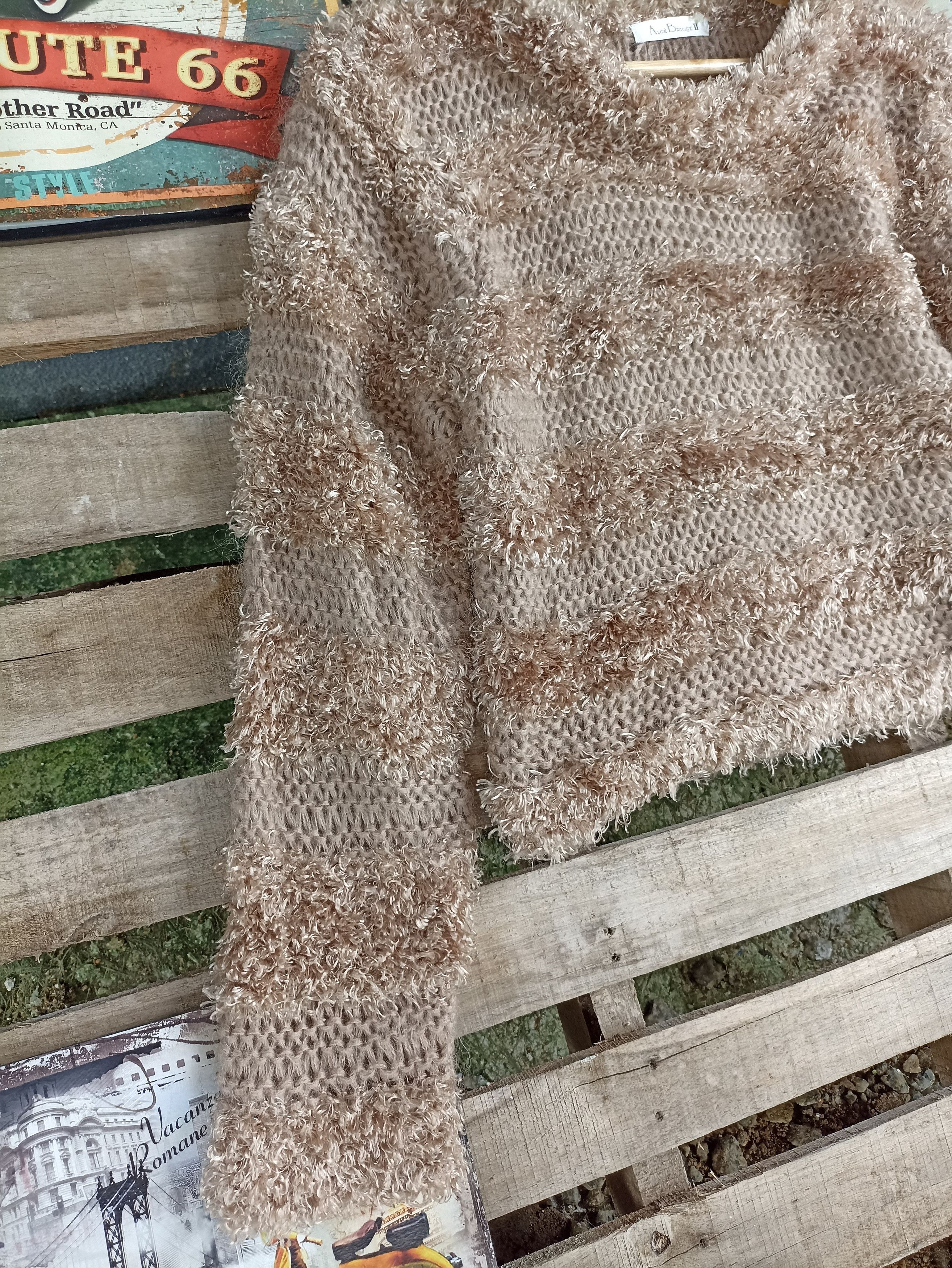 Homespun Knitwear × Japanese Brand × Other Alge Brique Knit Net Stripe Fuzzy Fleece Size L / US 10 / IT 46 - 3 Thumbnail