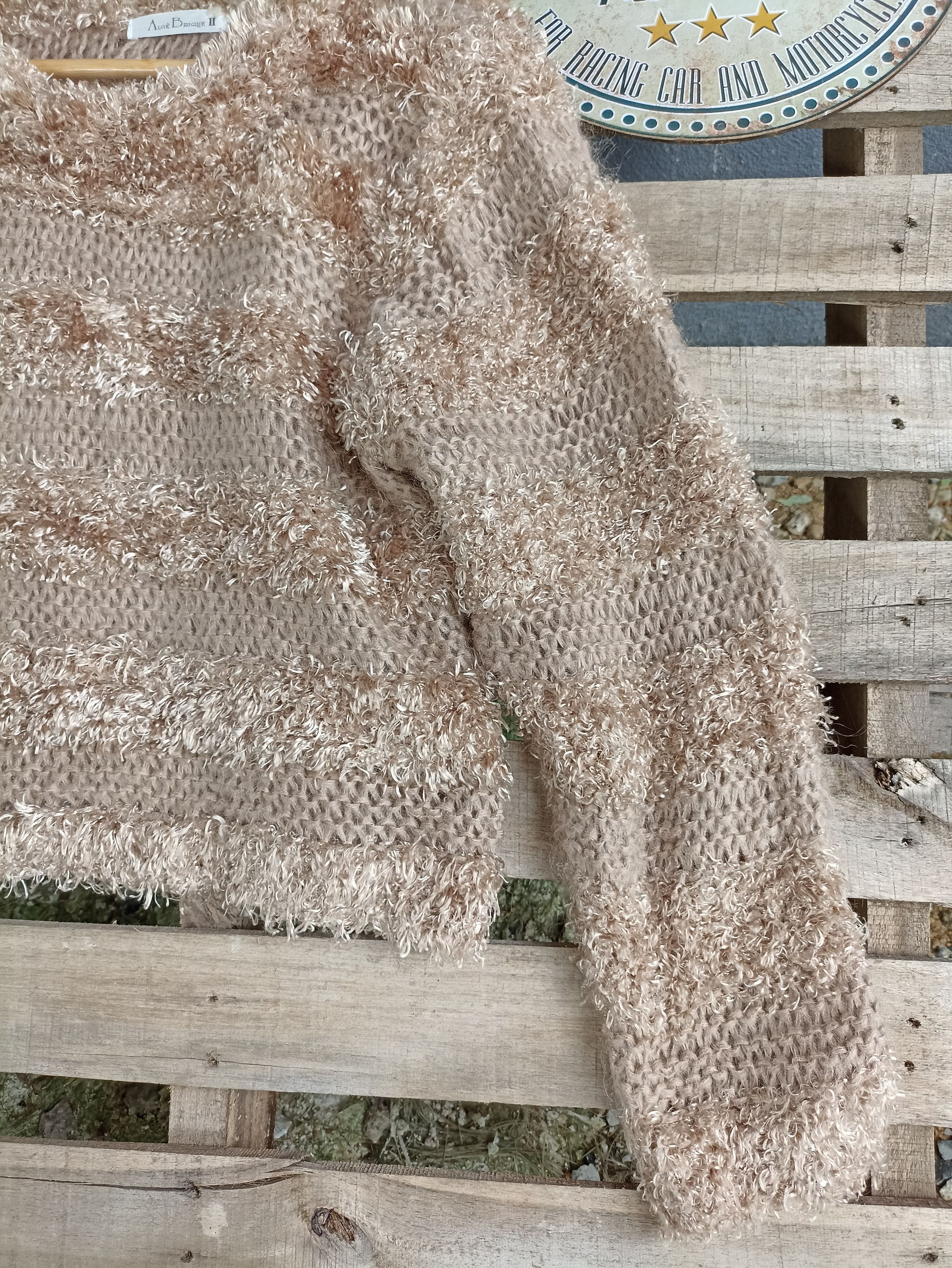 Homespun Knitwear × Japanese Brand × Other Alge Brique Knit Net Stripe Fuzzy Fleece Size L / US 10 / IT 46 - 2 Thumbnail