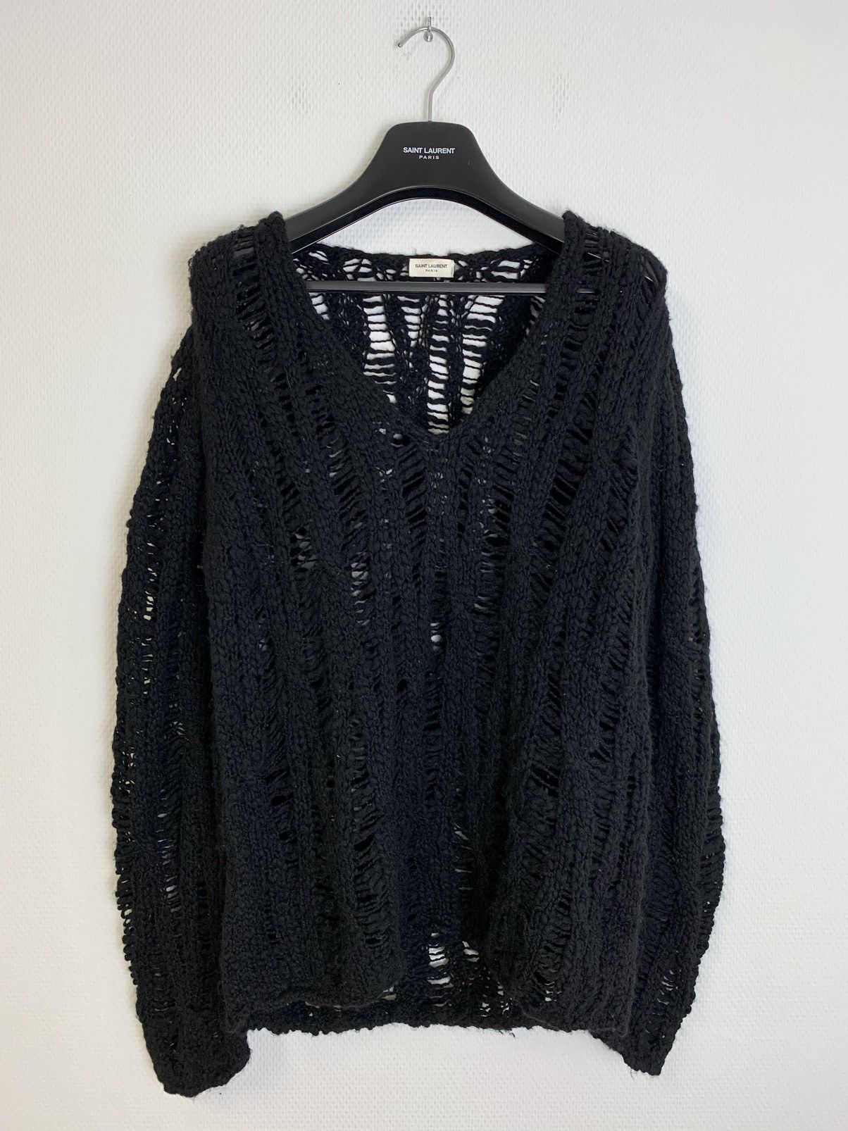 image of Hedi Slimane x Saint Laurent Paris Spider Web Knit Black, Men's (Size XL)