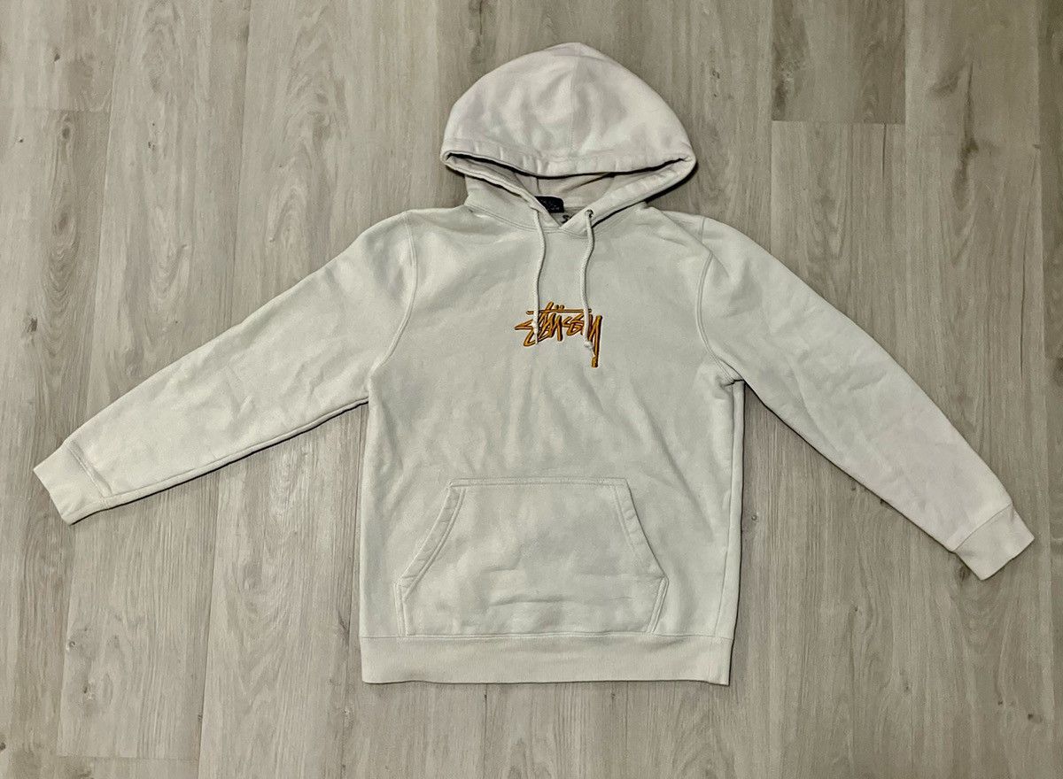 Stussy Cream store Center-Logo Hoodie (Size Small)