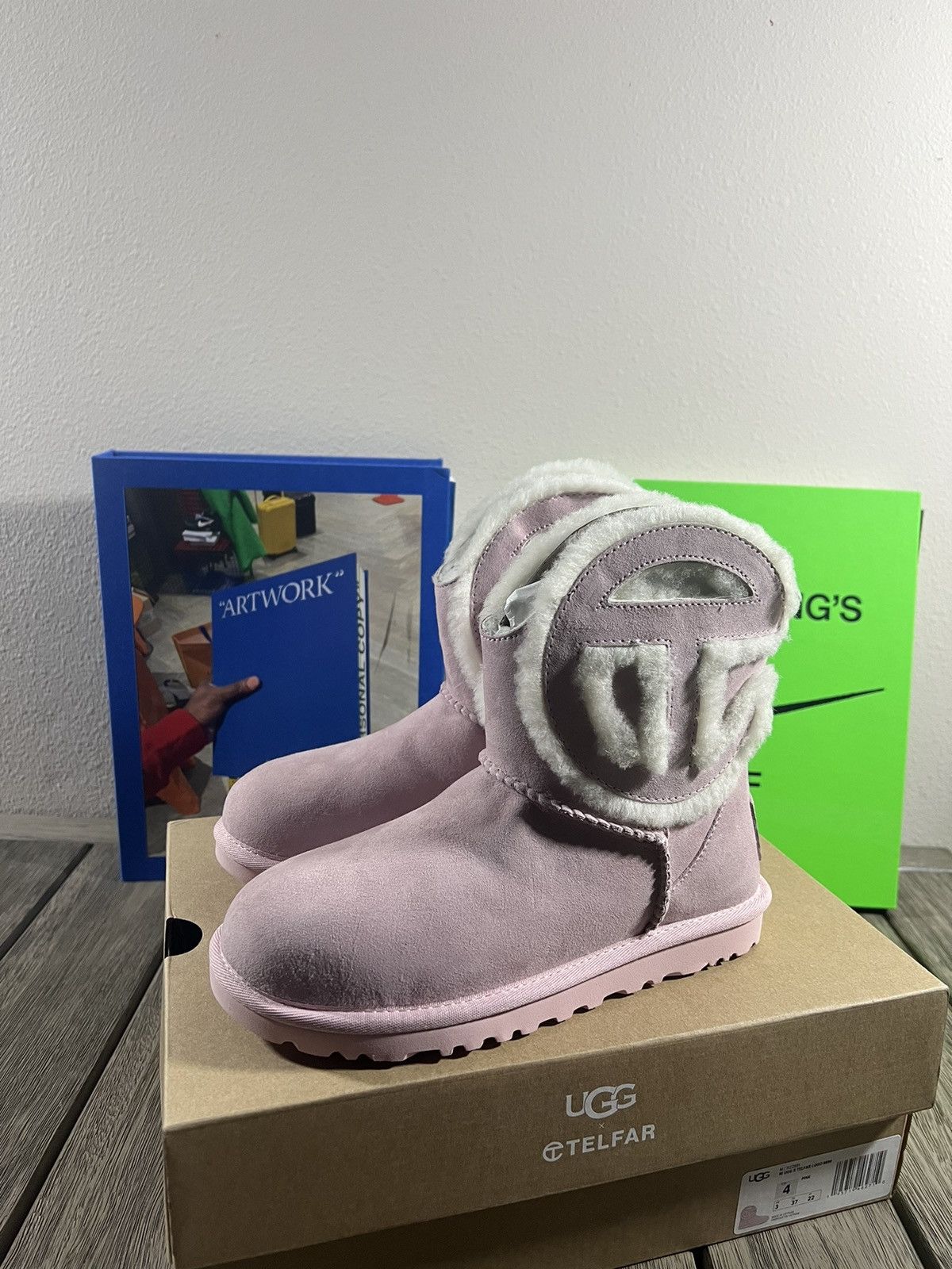 image of Telfar Ugg Mini Logo Boots Pink, Men's (Size 9)