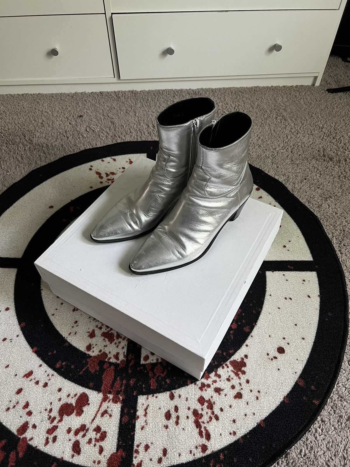 Celine Silver Boots | Grailed