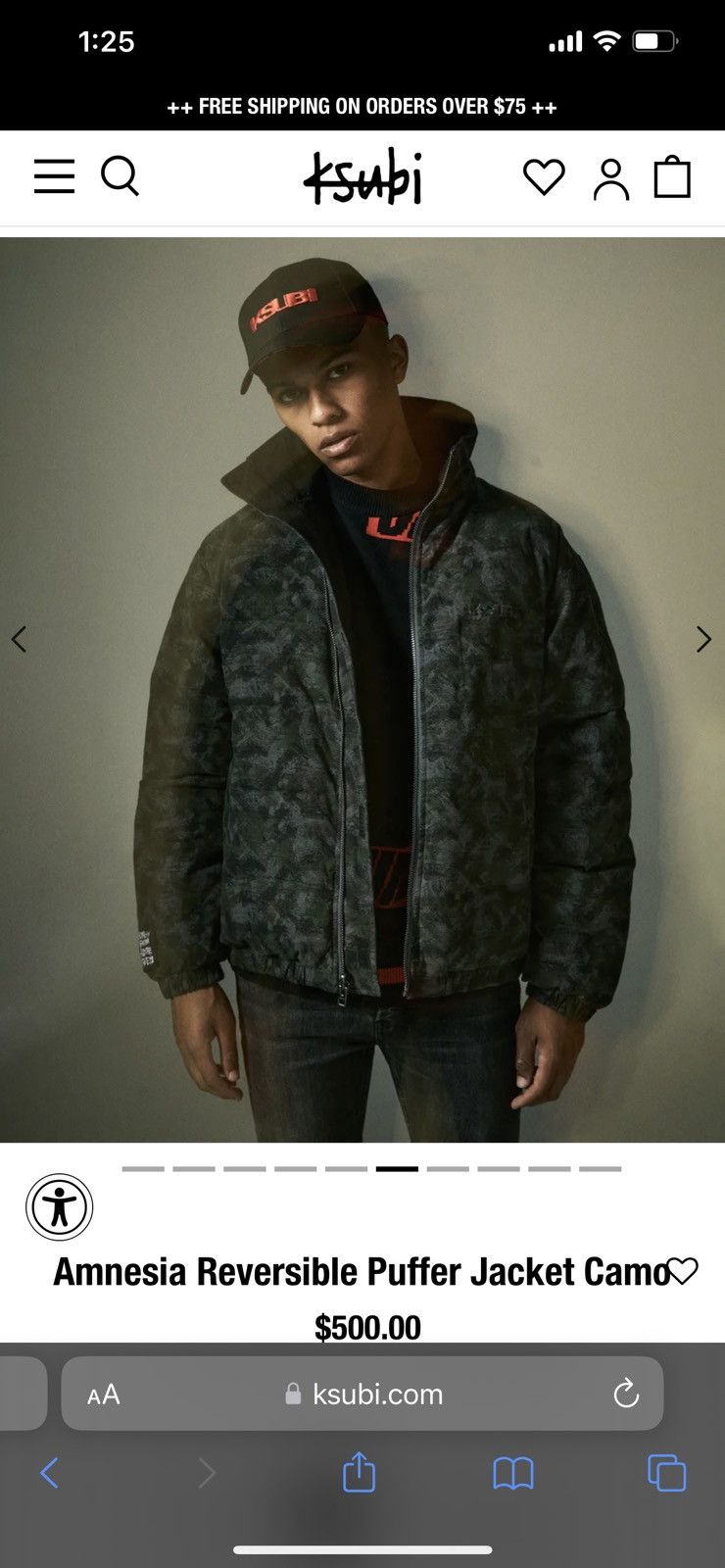 Ksubi Men's Amnesia Reversible Puffer Jacket Camo in Assorted, Size Xs