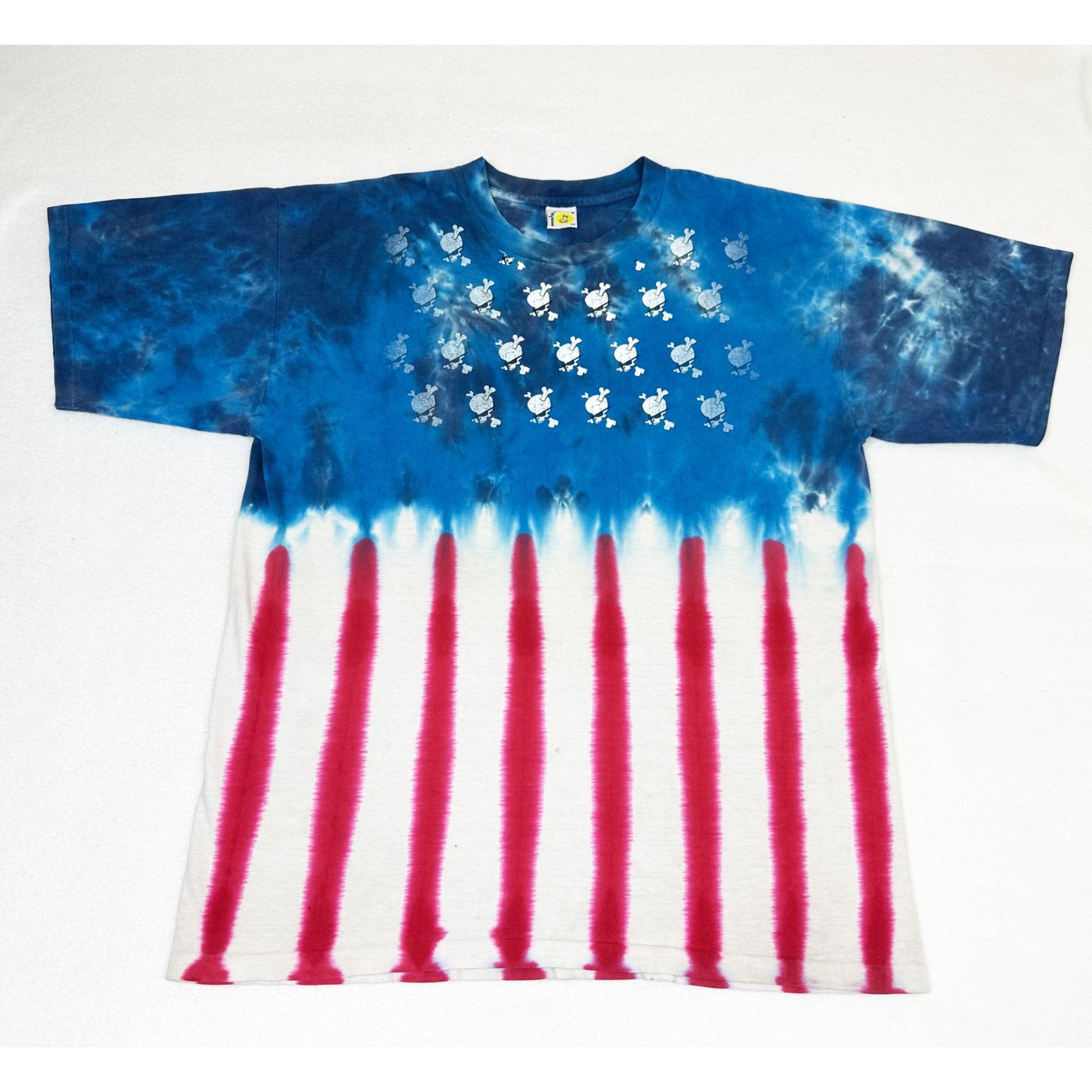 Vintage Vintage 90s Sundog T-Shirt XXL Tie Dye American Flag Skull ...