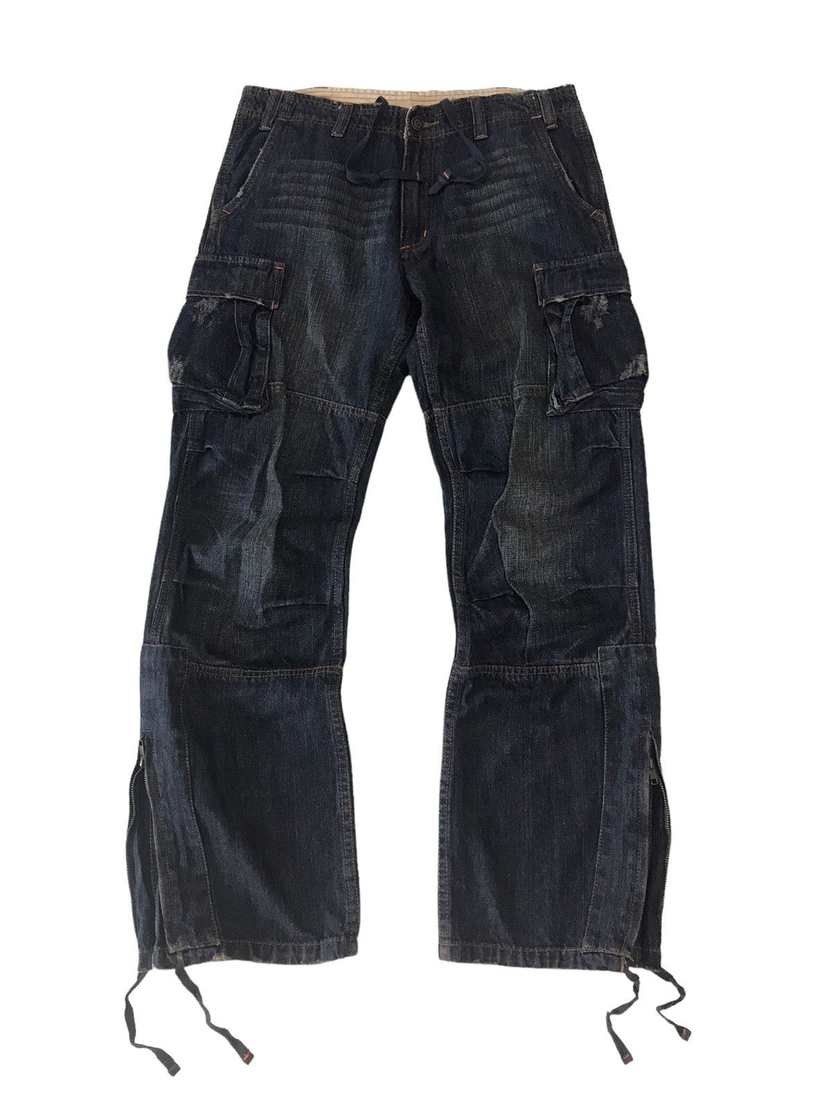 Japanese Brand Ankle Zipper💥Jungle Storm Multi Pocket Cargo Denim Bondage Size US 32 / EU 48 - 2 Thumbnail