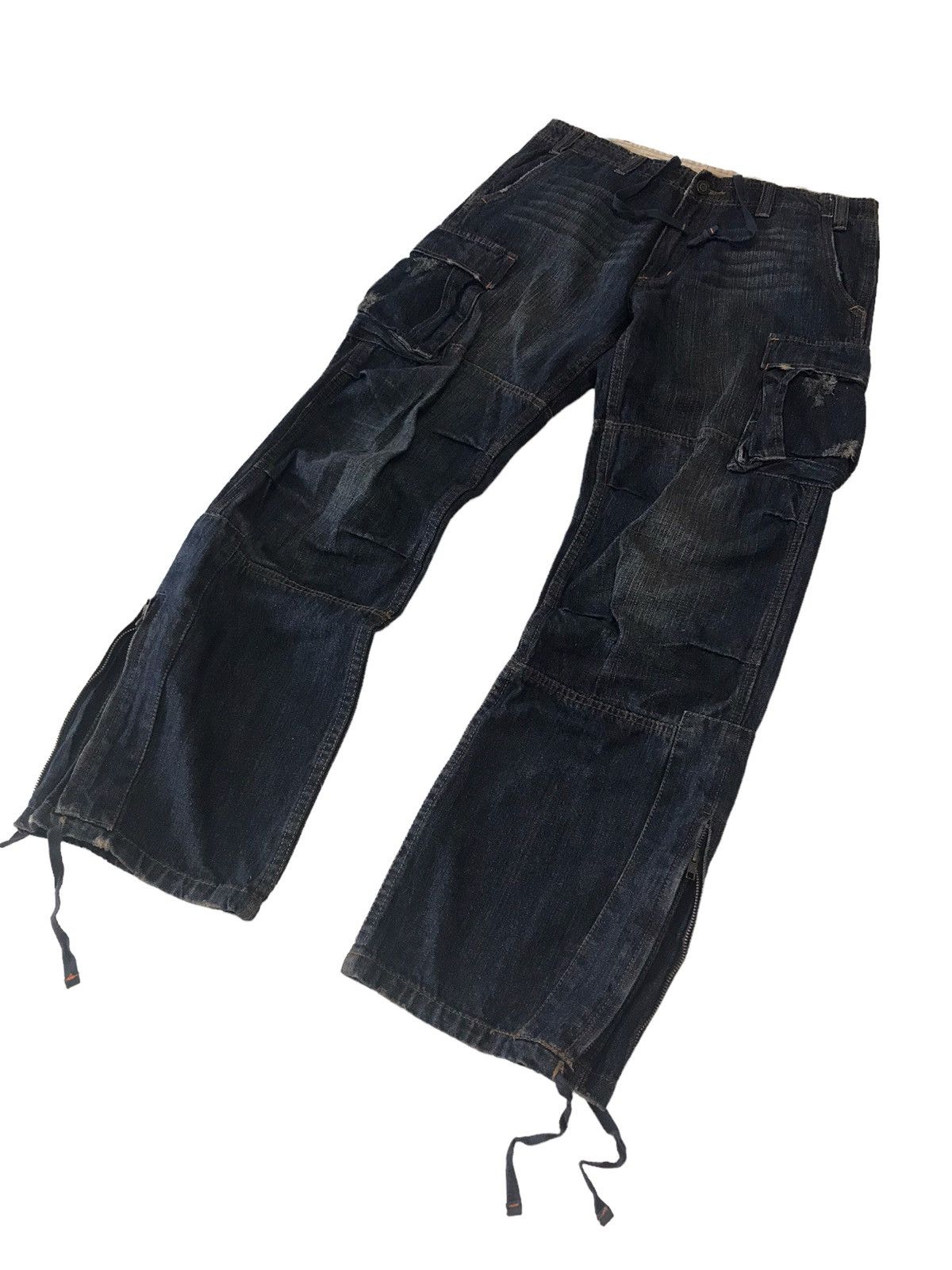Japanese Brand Ankle Zipper💥Jungle Storm Multi Pocket Cargo Denim Bondage Size US 32 / EU 48 - 3 Thumbnail