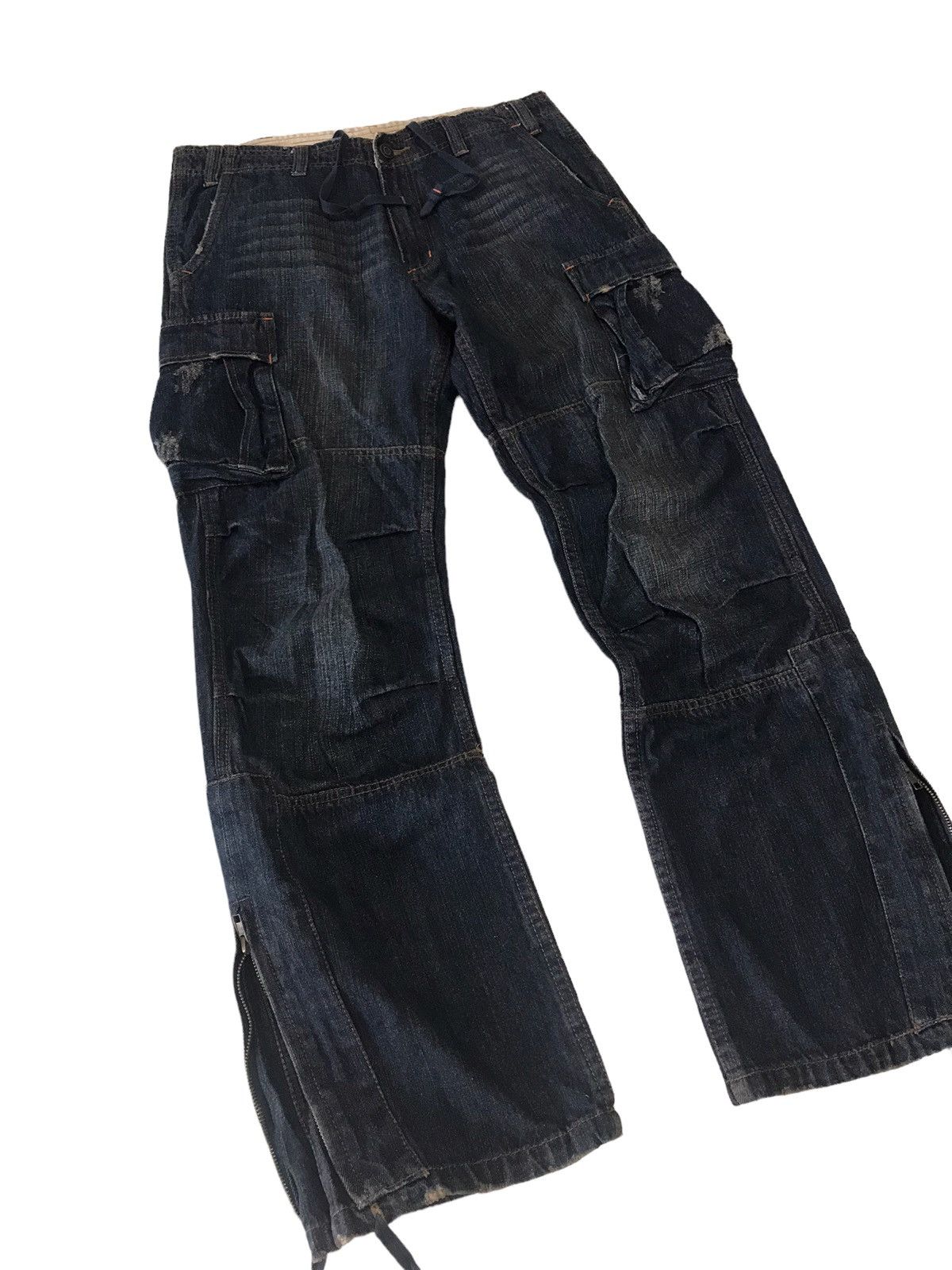Japanese Brand Ankle Zipper💥Jungle Storm Multi Pocket Cargo Denim Bondage Size US 32 / EU 48 - 4 Thumbnail
