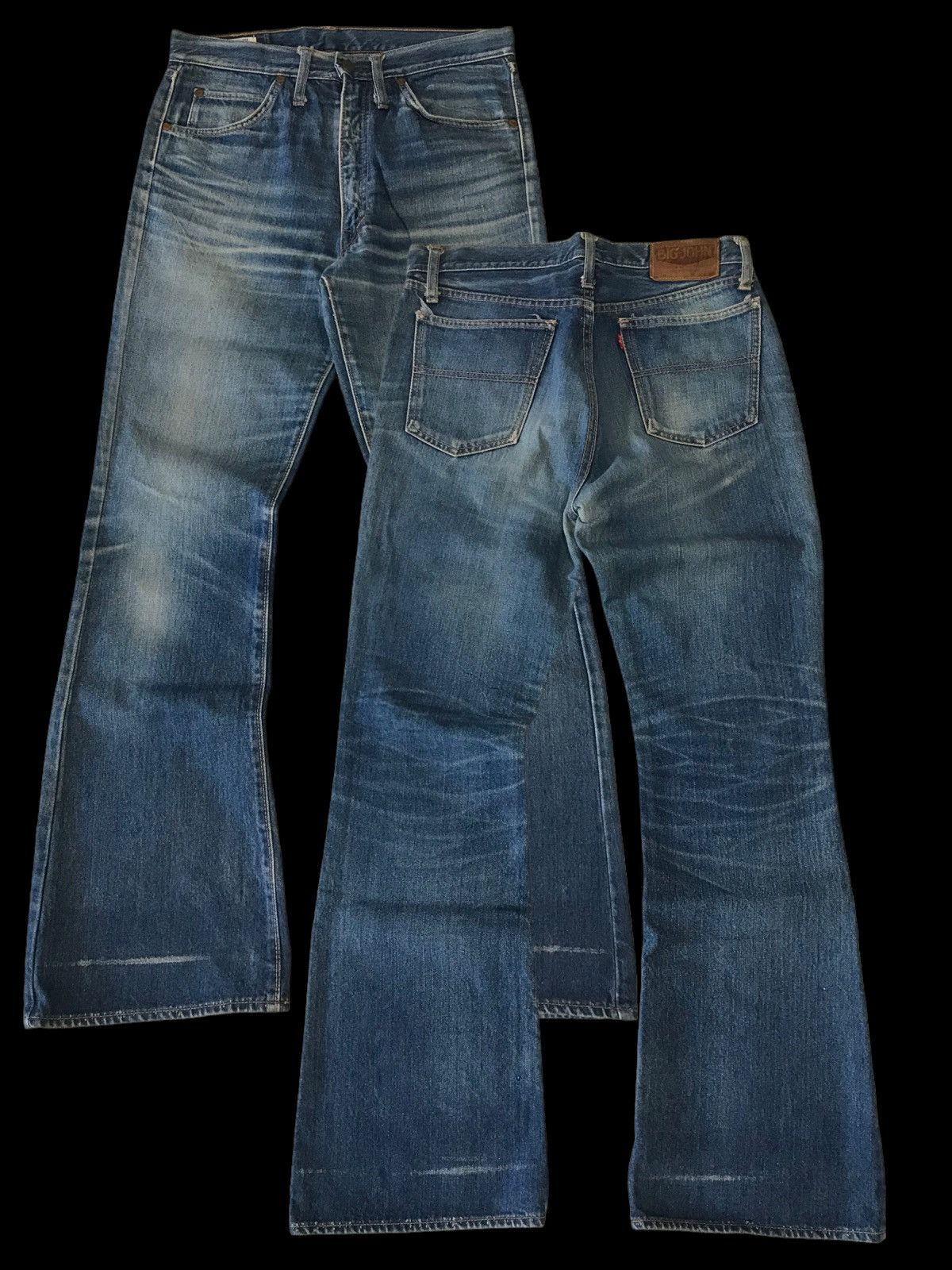 image of Avant Garde x Hysteric Glamour Flare Jeans Vintage Big John Distressed Denim Pant in Washed Blue (S