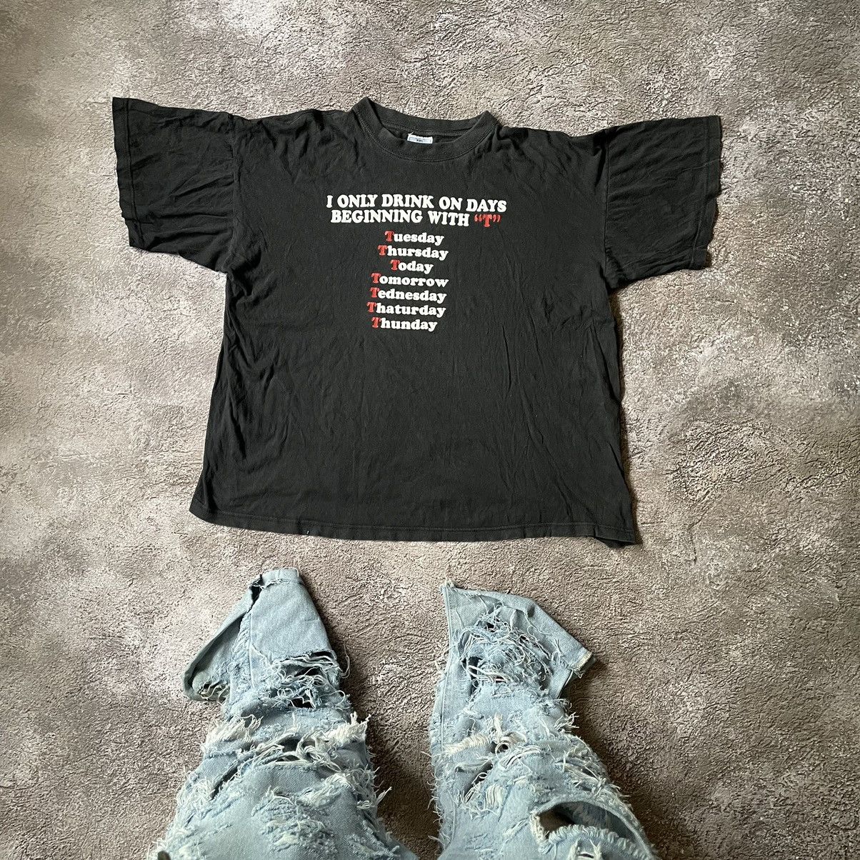 Vintage Vintage Y2K Graphic Tee Faded Black Humor Oversized Skate L Size US L / EU 52-54 / 3 - 1 Thumbnail