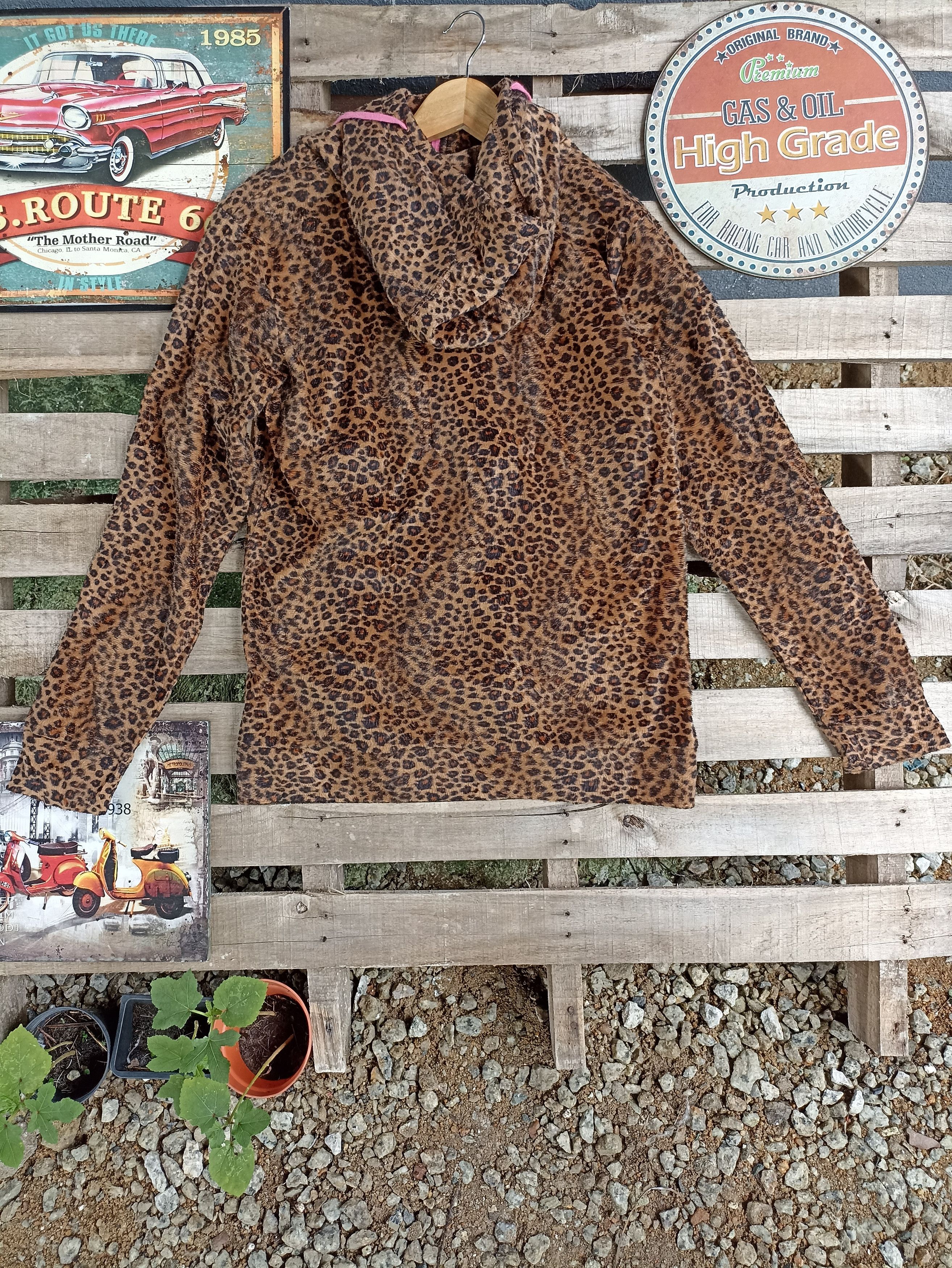 Japanese Brand Leopard Fleece Hoodie Size L / US 10 / IT 46 - 2 Thumbnail