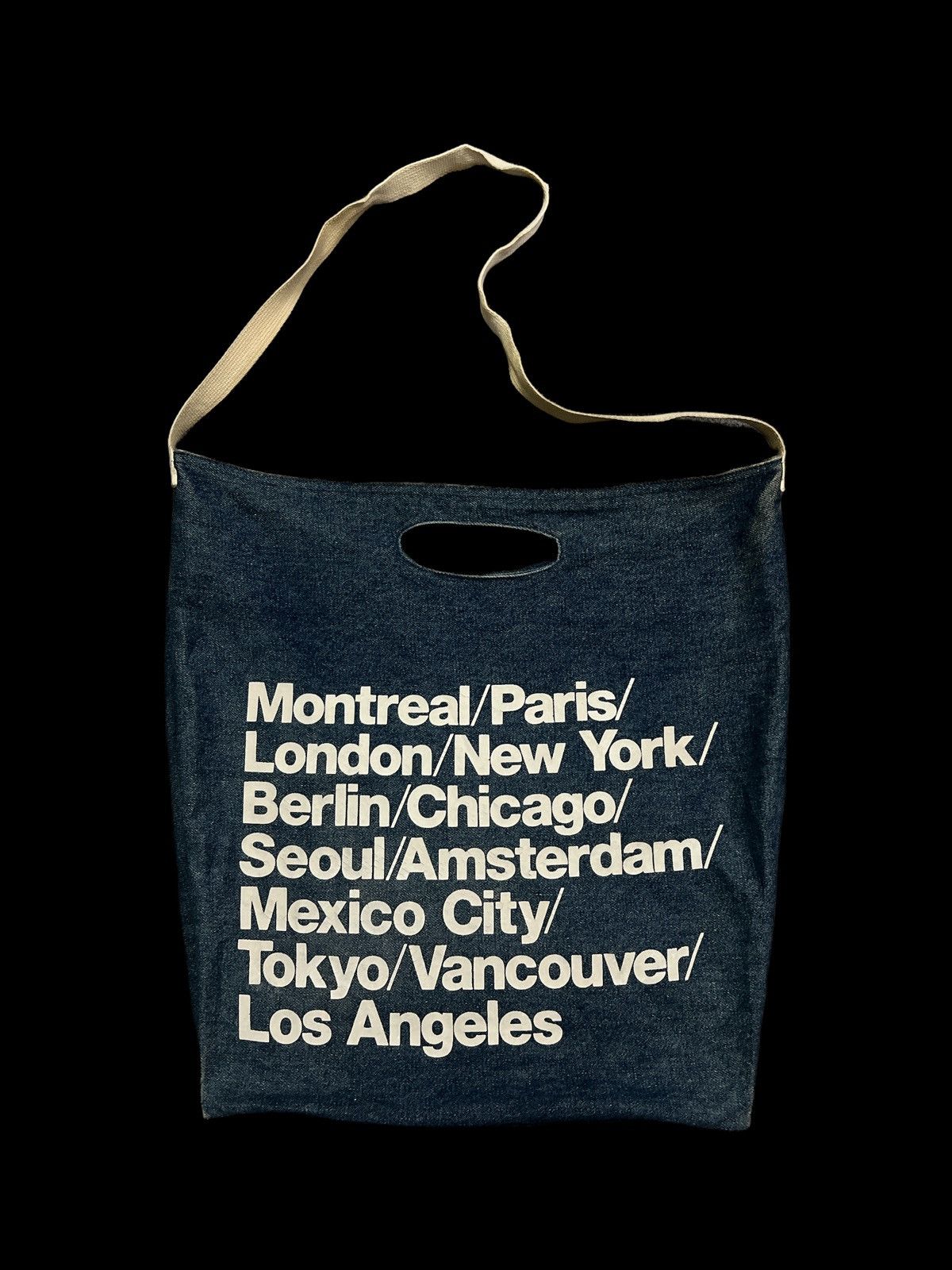 image of Vintage Indigo Denim Sling Bag in Blue, Men's