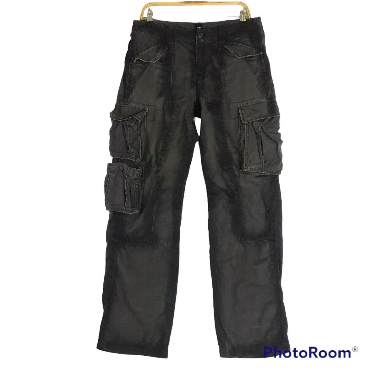 image of Avant Garde x Beauty Beast Gap Tactical Cargo Black Faded Spray Style Double Knees Pant (Size 34)