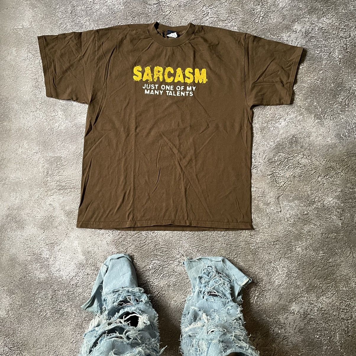 Vintage Vintage Y2K Sarcasm Graphic Tee Sun Faded Streetwear Baggy L Size US L / EU 52-54 / 3 - 1 Thumbnail