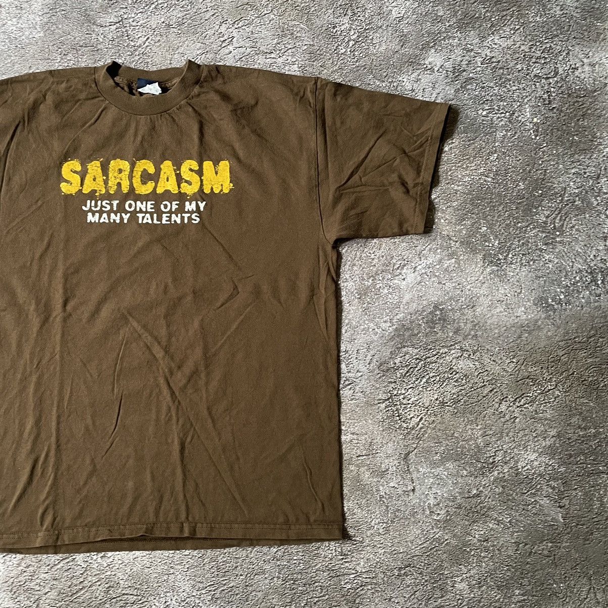 Vintage Vintage Y2K Sarcasm Graphic Tee Sun Faded Streetwear Baggy L Size US L / EU 52-54 / 3 - 3 Thumbnail
