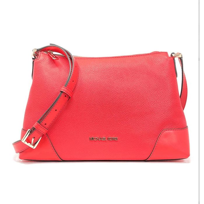 Michael Kors Jet Set Large Saffiano Leather Crossbody Bag- Coral Reef- NWT-  RED