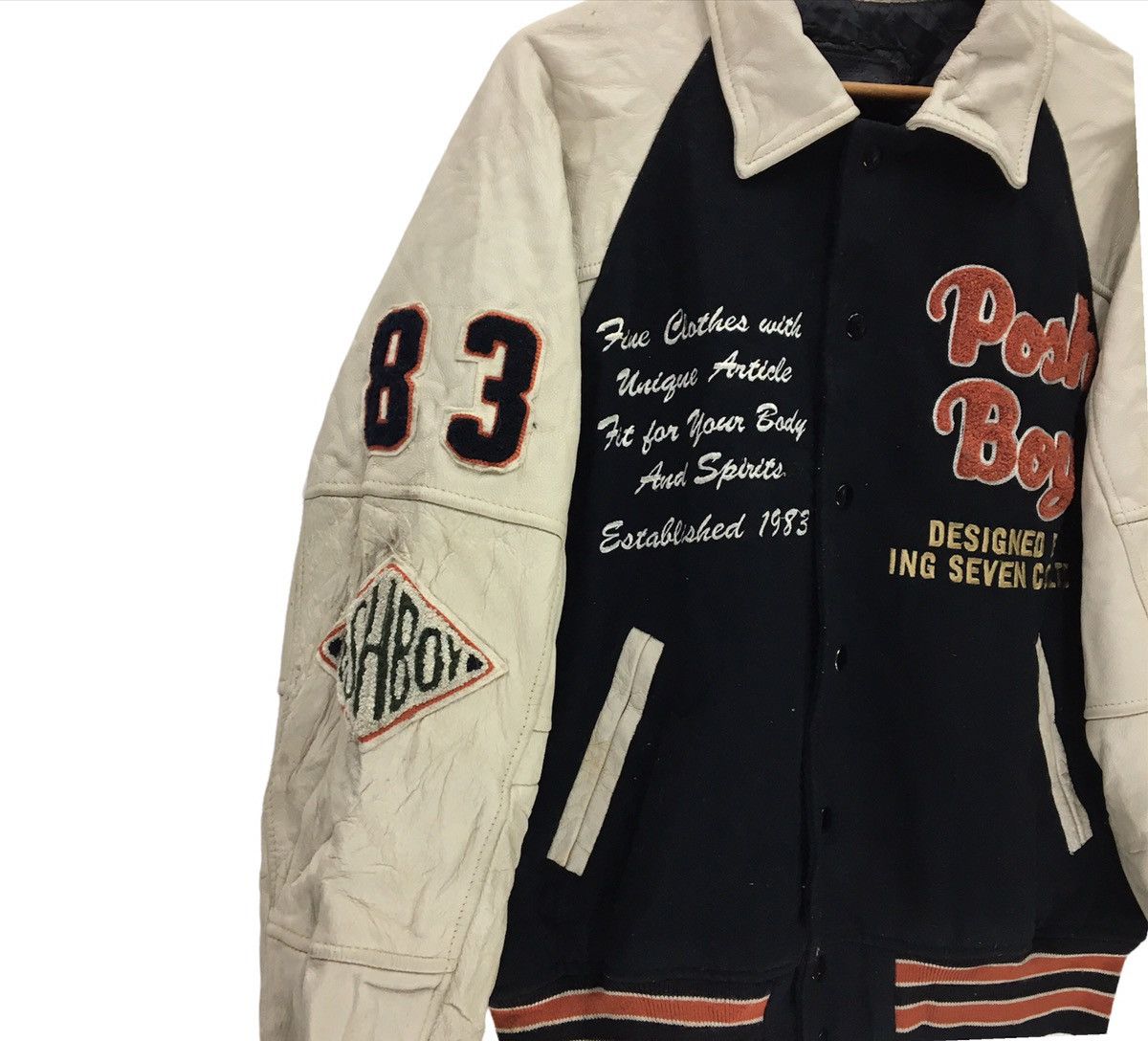 Japanese Brand Vintage POSHBOY Leather Varsity Jacket Size US M / EU 48-50 / 2 - 8 Thumbnail