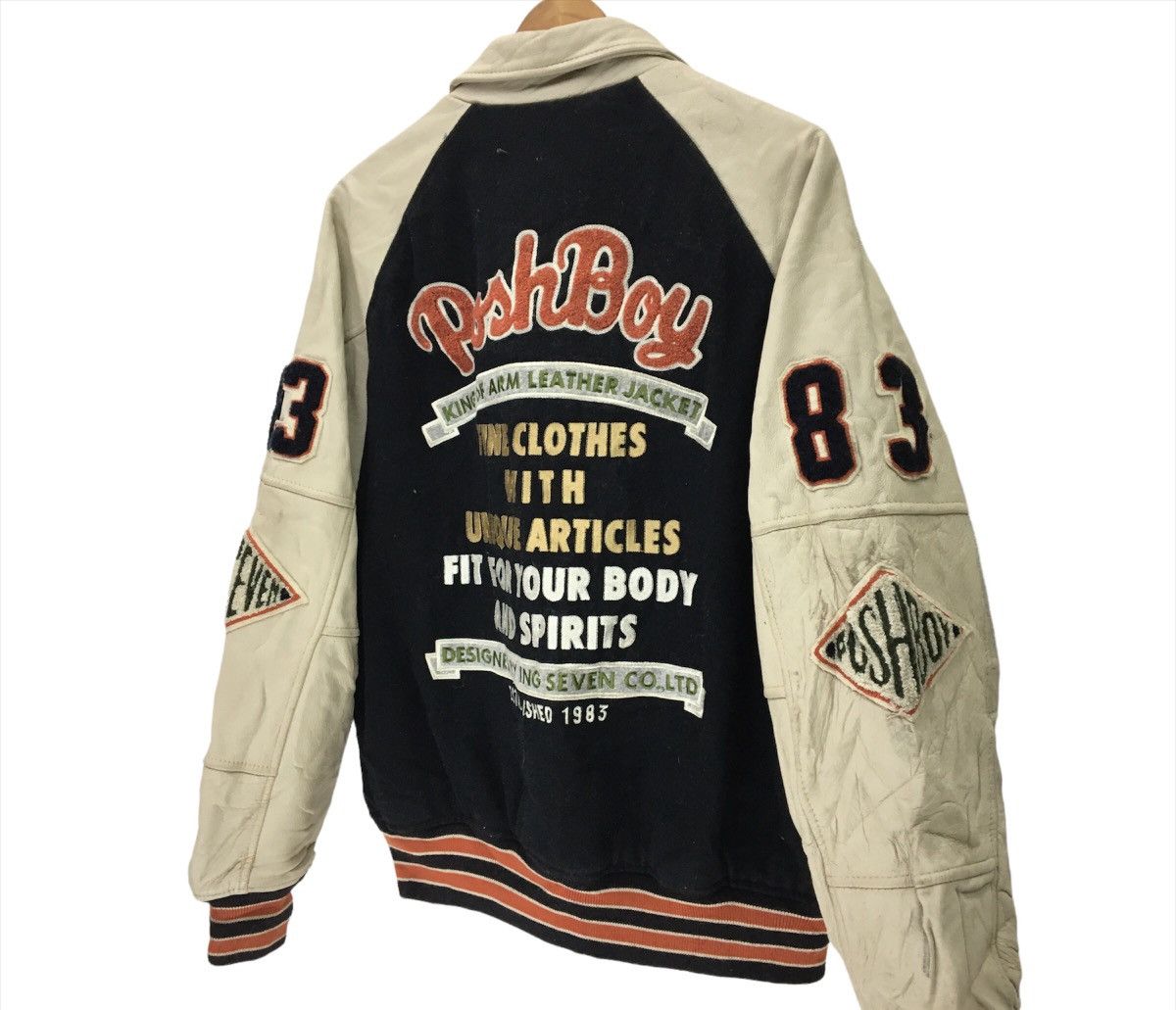 Japanese Brand Vintage POSHBOY Leather Varsity Jacket Size US M / EU 48-50 / 2 - 7 Thumbnail