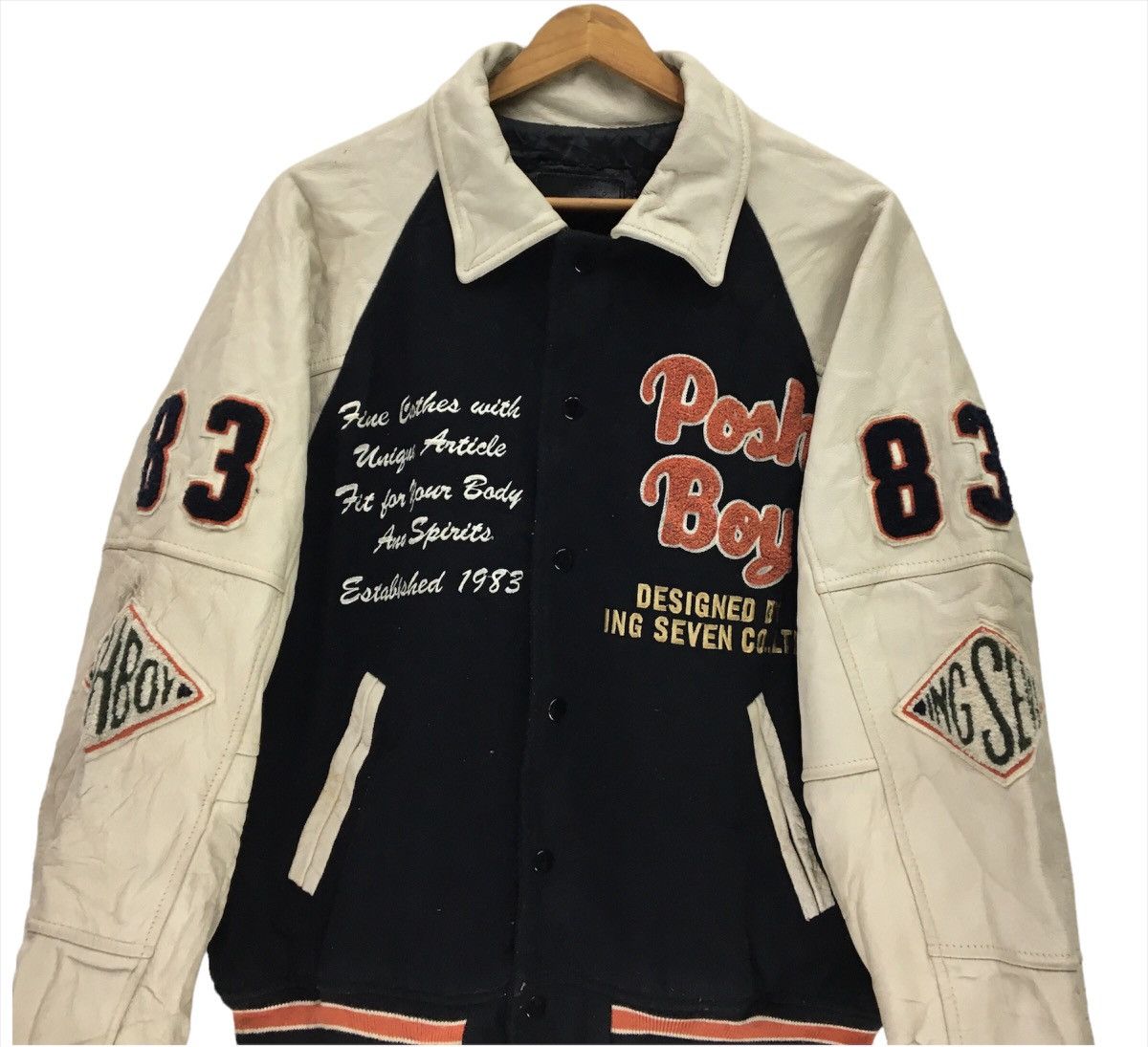 Japanese Brand Vintage POSHBOY Leather Varsity Jacket Size US M / EU 48-50 / 2 - 4 Thumbnail
