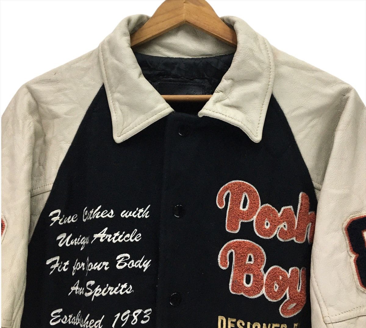Japanese Brand Vintage POSHBOY Leather Varsity Jacket Size US M / EU 48-50 / 2 - 6 Thumbnail