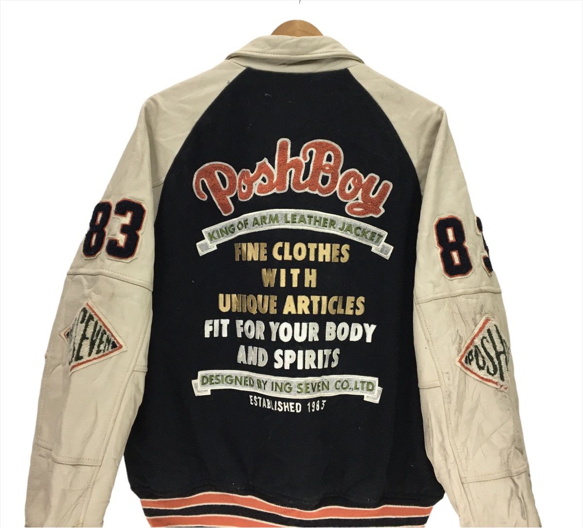 Japanese Brand Vintage POSHBOY Leather Varsity Jacket Size US M / EU 48-50 / 2 - 3 Thumbnail