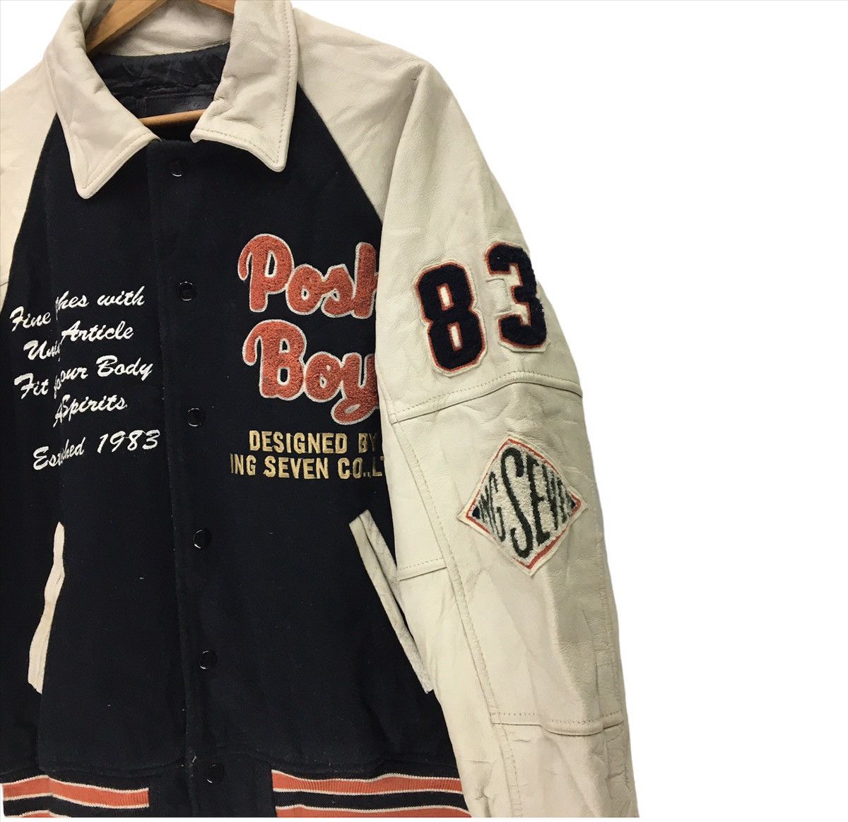 Japanese Brand Vintage POSHBOY Leather Varsity Jacket Size US M / EU 48-50 / 2 - 9 Thumbnail