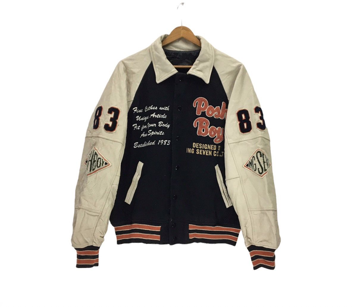 Japanese Brand Vintage POSHBOY Leather Varsity Jacket Size US M / EU 48-50 / 2 - 2 Thumbnail