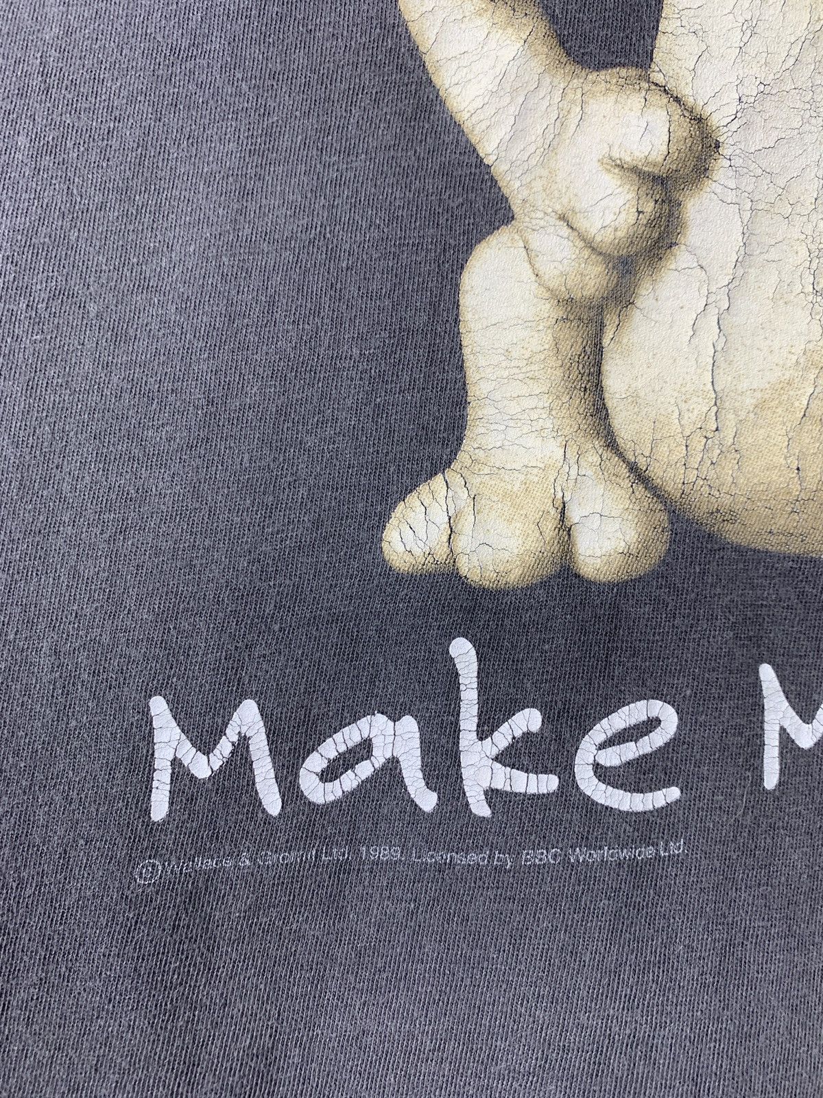 Cartoon Network 1989 Vintage Wallace & Gromit Make My Day Faded T-Shirt Size US XL / EU 56 / 4 - 15 Thumbnail