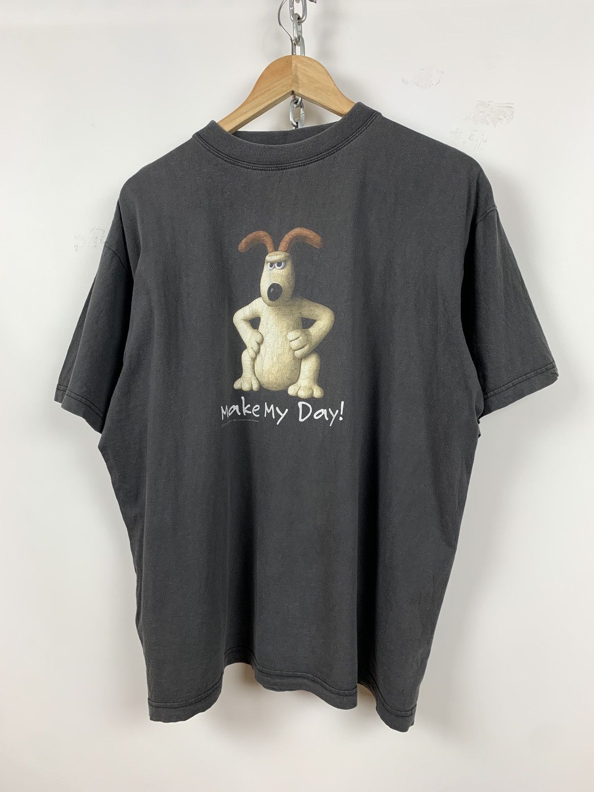 Cartoon Network 1989 Vintage Wallace & Gromit Make My Day Faded T-Shirt Size US XL / EU 56 / 4 - 5 Thumbnail