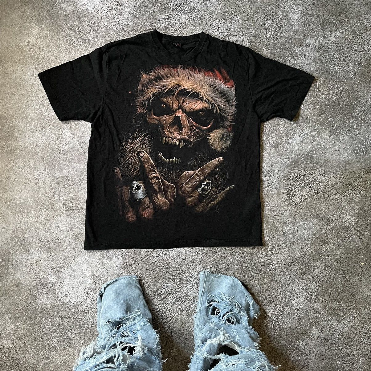 Vintage Y2K Rare Skulls Dead Face Creepy Horror Tee 90s