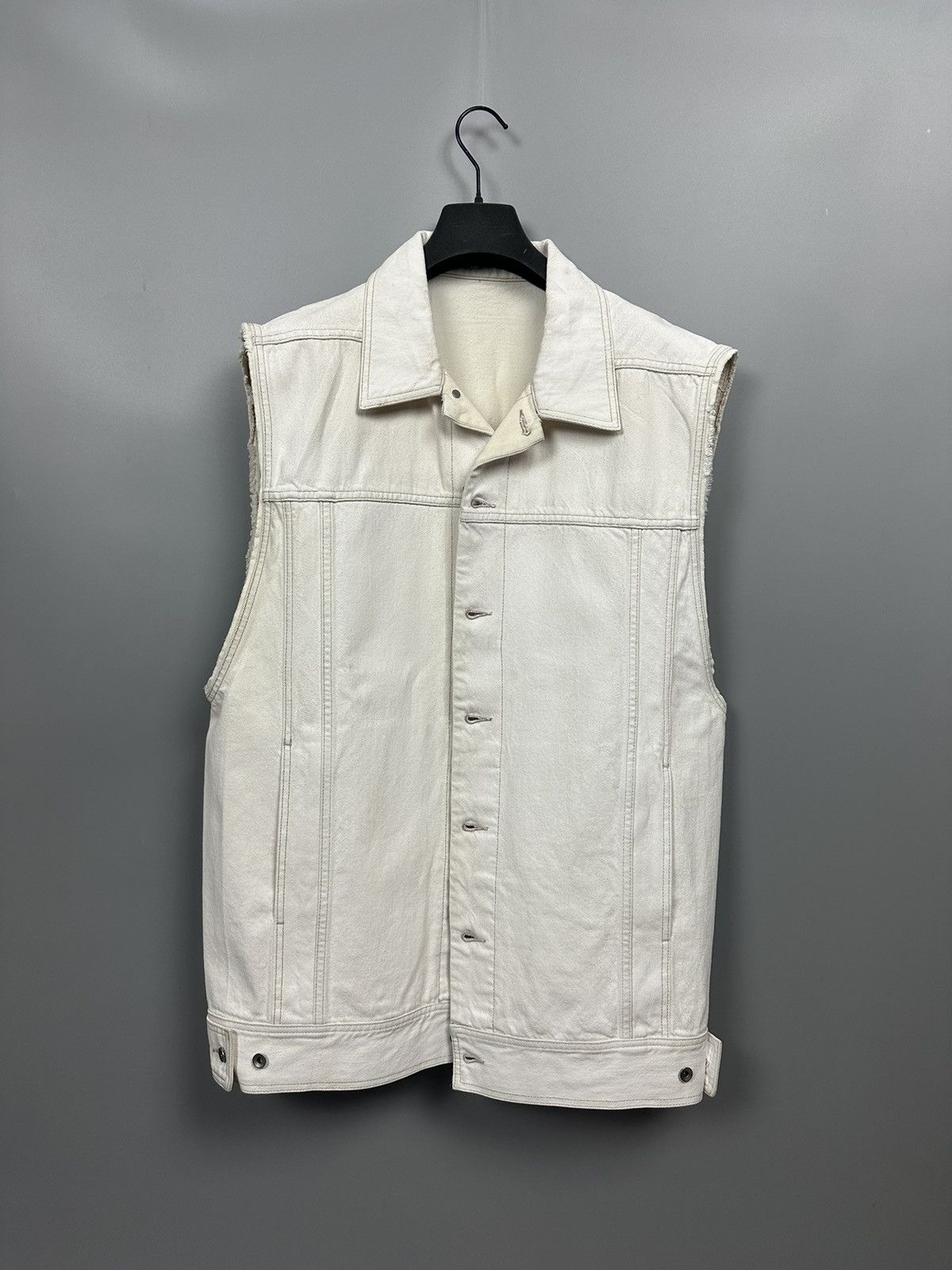 Rick Owens DRKSHDW White Wax Boxy Denim Vest Size US L / EU 52-54 / 3 - 2 Thumbnail
