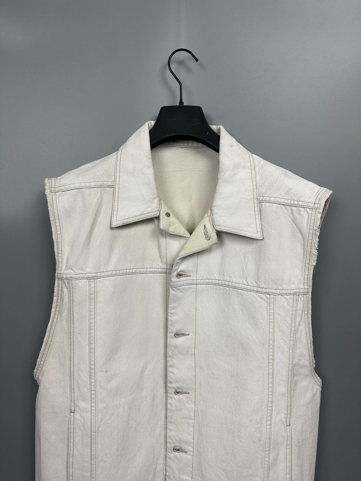 Rick Owens DRKSHDW White Wax Boxy Denim Vest Size US L / EU 52-54 / 3 - 3 Thumbnail