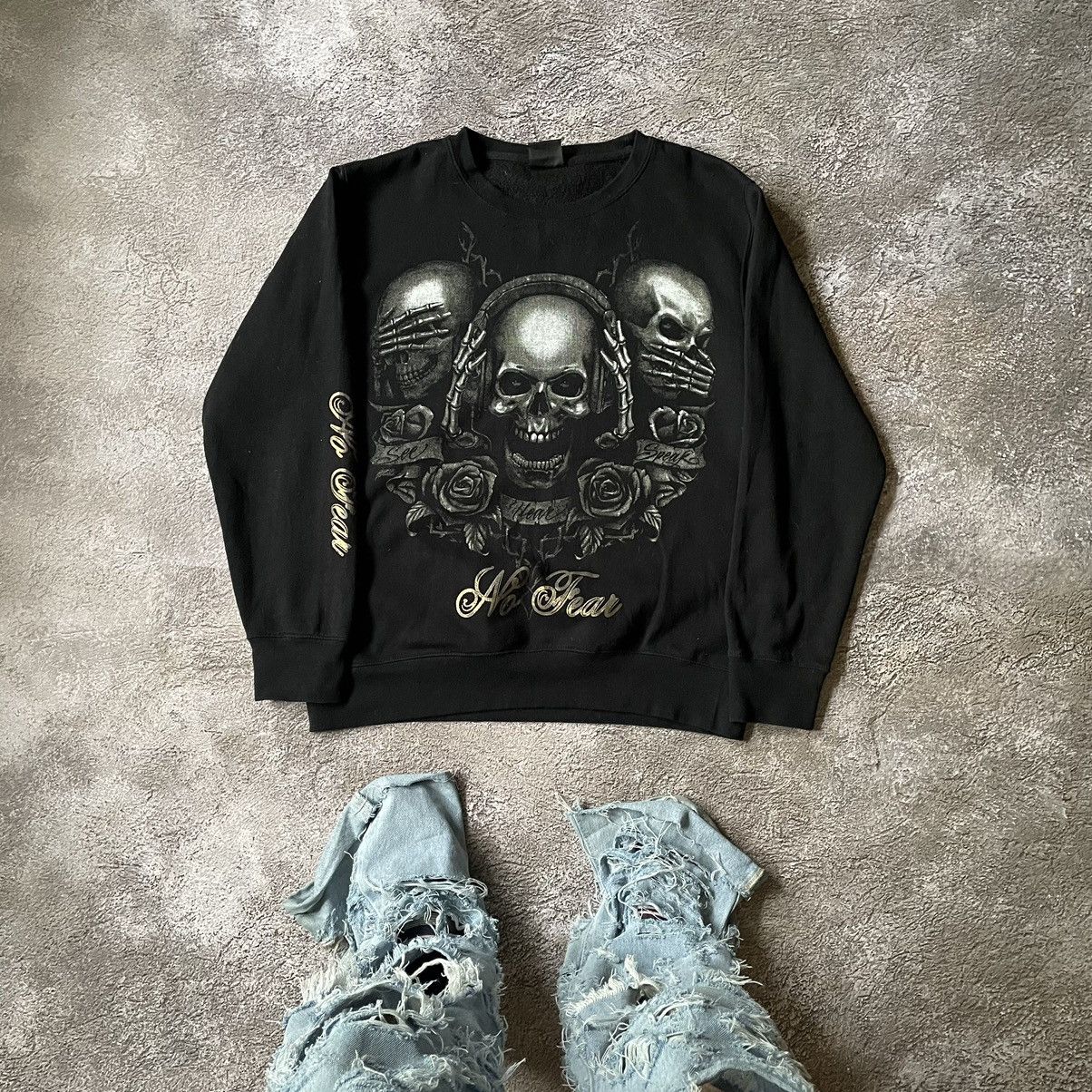Vintage Vintage Y2K Skull Graphic Sweatshirt Dark Grunge Slim Boxy M Size US M / EU 48-50 / 2 - 1 Thumbnail