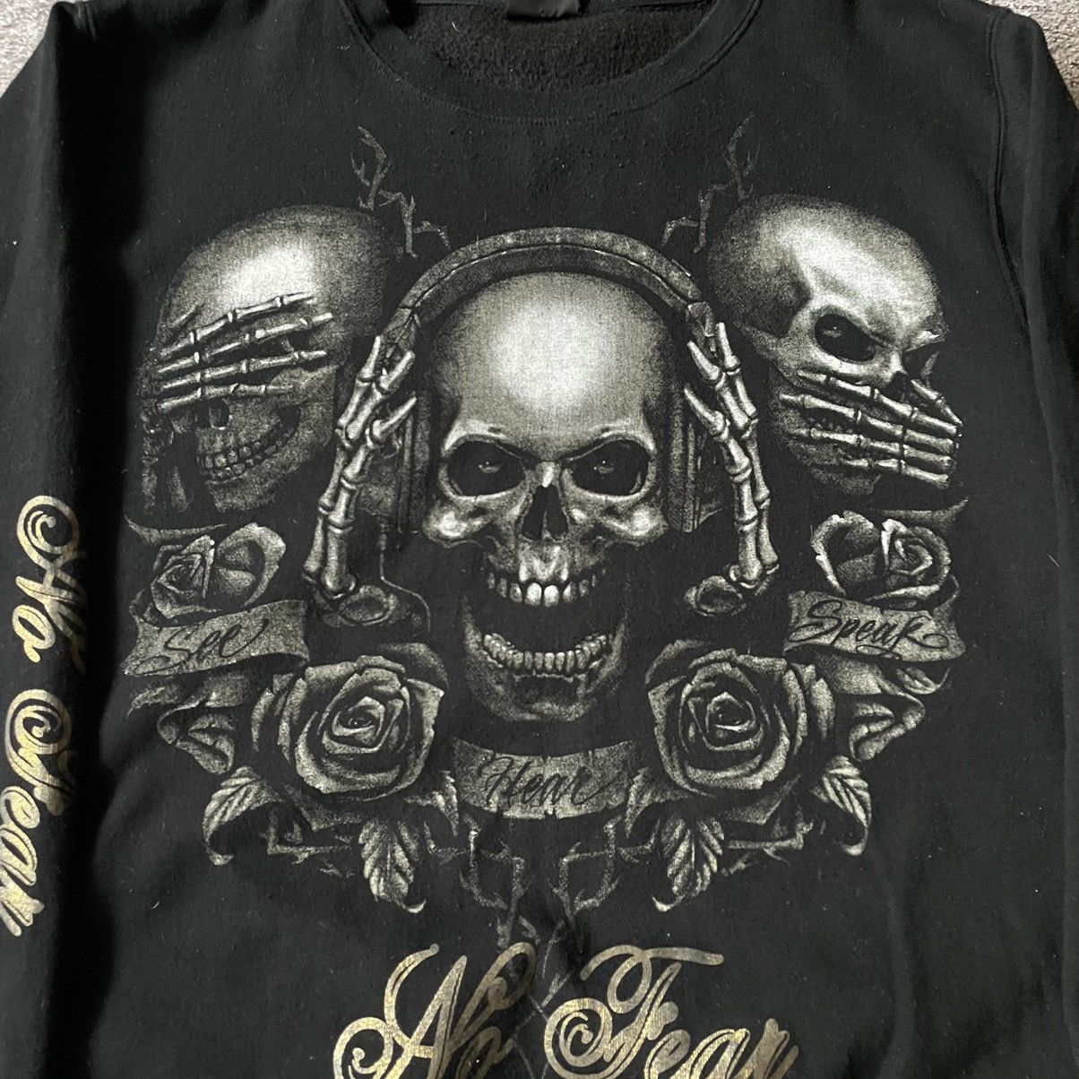 Vintage Vintage Y2K Skull Graphic Sweatshirt Dark Grunge Slim Boxy M Size US M / EU 48-50 / 2 - 6 Thumbnail