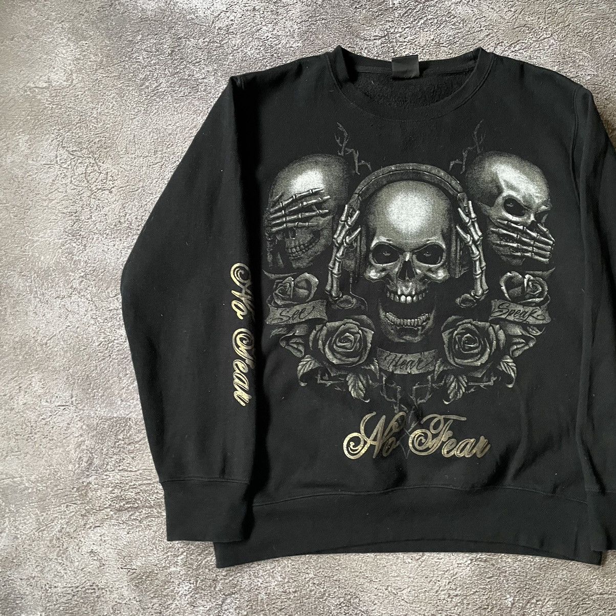 Vintage Vintage Y2K Skull Graphic Sweatshirt Dark Grunge Slim Boxy M Size US M / EU 48-50 / 2 - 4 Thumbnail