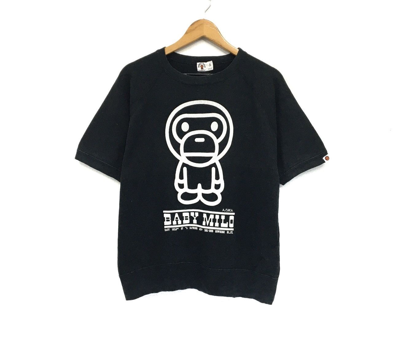 image of Bape x Vintage Baby Milo Short Sleeve Crewneck in Black, Men's (Size Small)