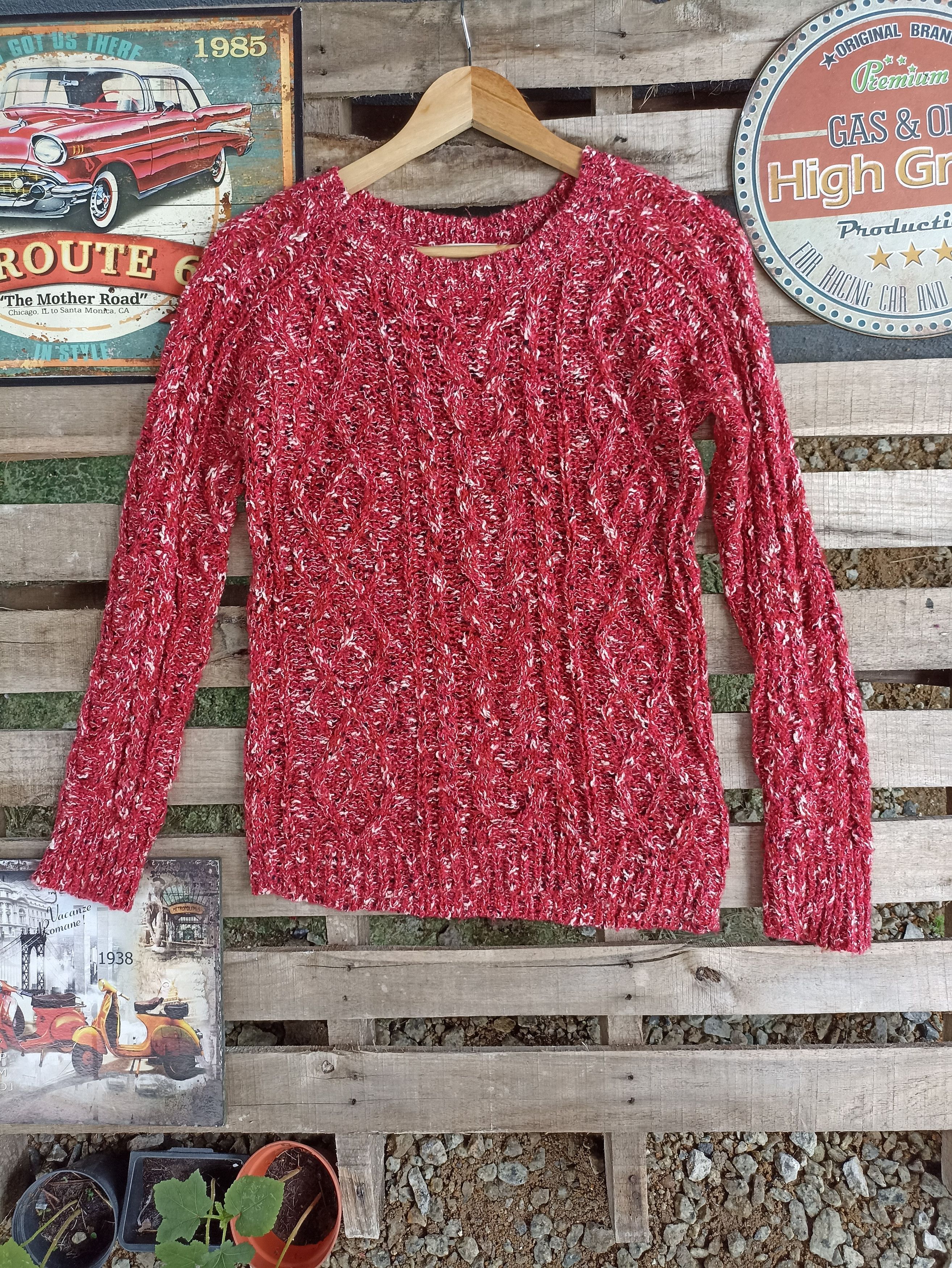 Letter Back Number Knitwear Sweater